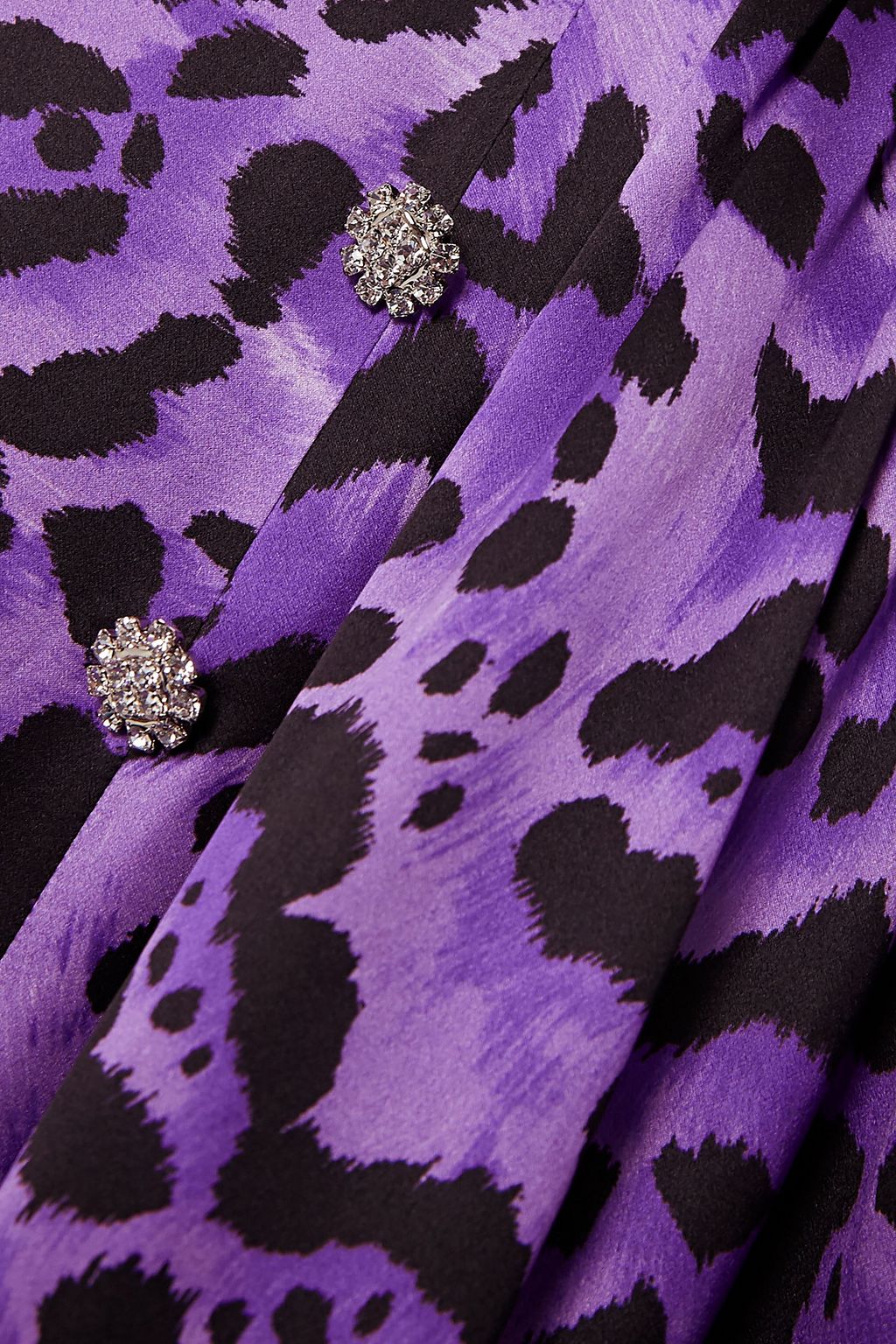 ALESSANDRA RICH Crystal-embellished leopard-print silk-satin midi dress