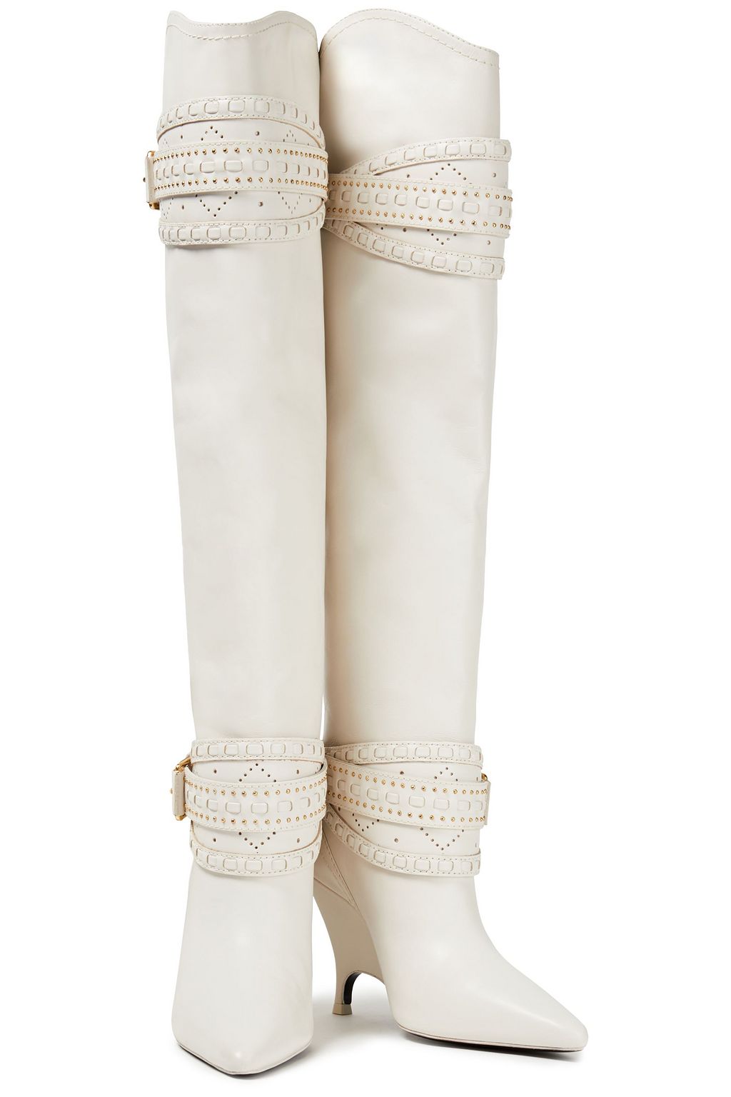 ZIMMERMANN Embellished perforated leather knee boots