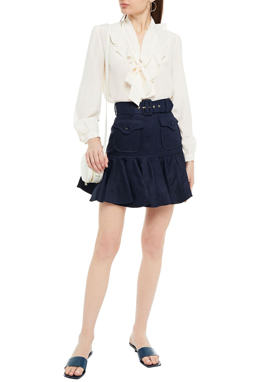 ZIMMERMANN Glassy Safari belted linen mini skirt