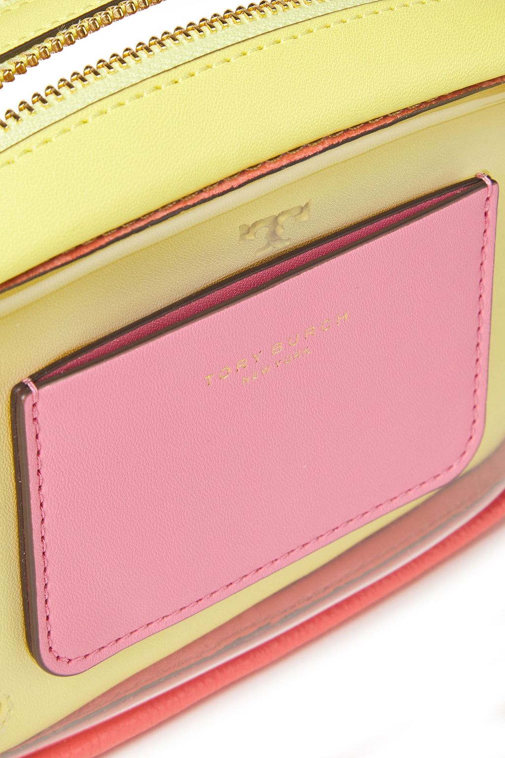 TORY BURCH Color-block textured-leather and PVC shoulder bag