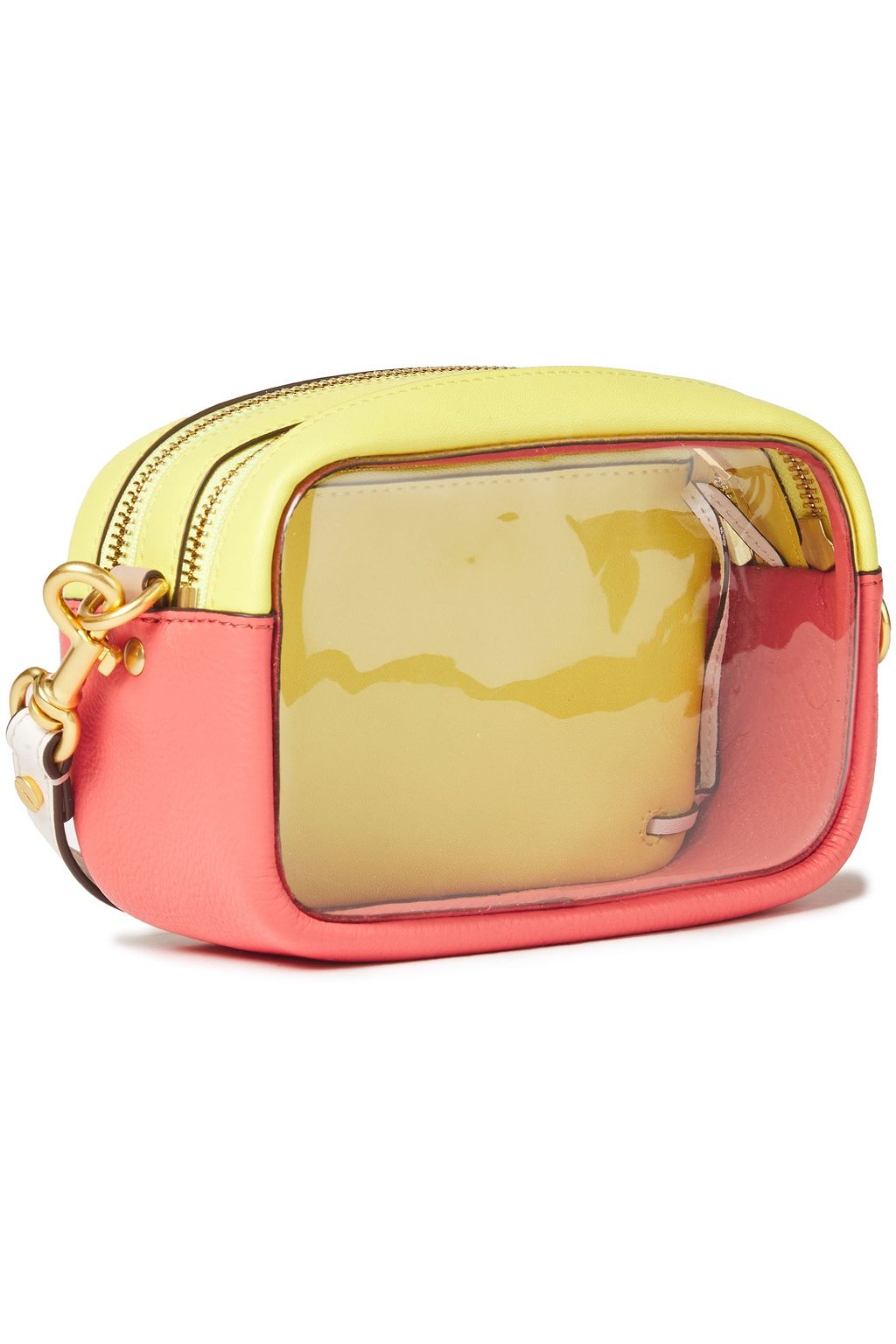 TORY BURCH Color-block textured-leather and PVC shoulder bag
