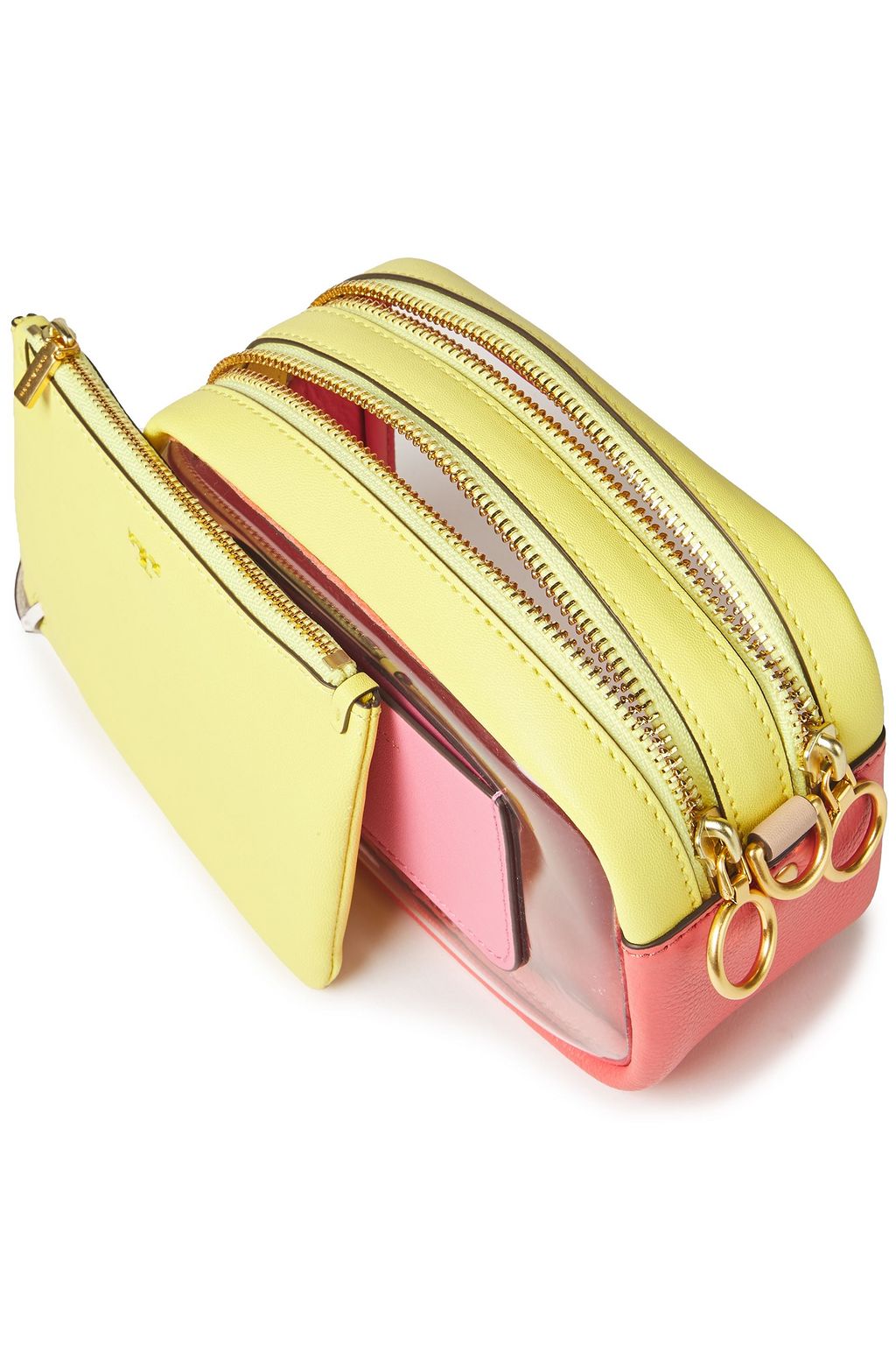 TORY BURCH Color-block textured-leather and PVC shoulder bag