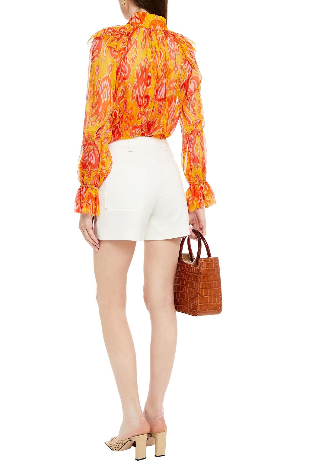 ZIMMERMANN Ruffled printed silk-georgette blouse