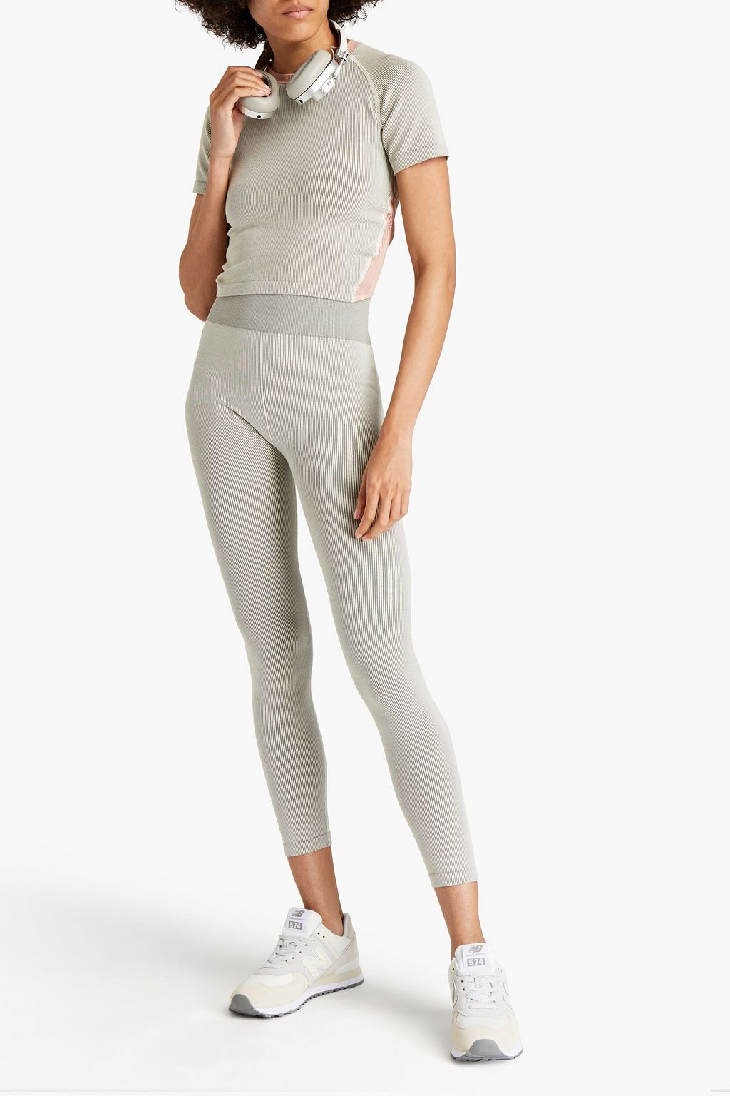 THE UPSIDE Circular Knit ribbed jacquard-knit leggings