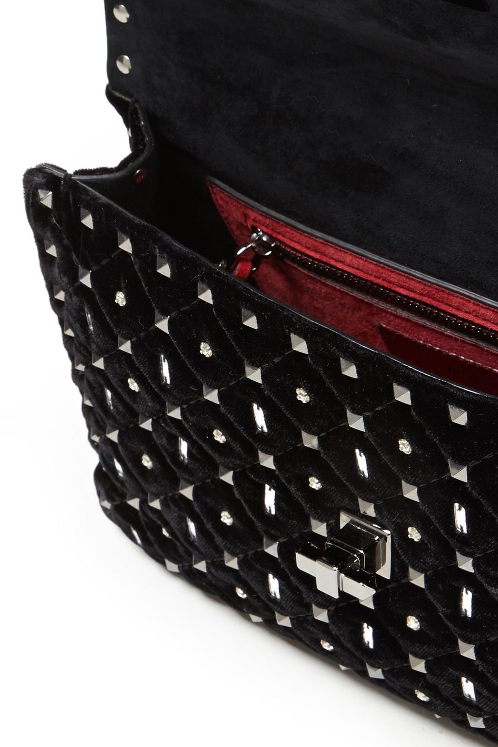 VALENTINO GARAVANI Rockstud Spike embellished velvet shoulder bag