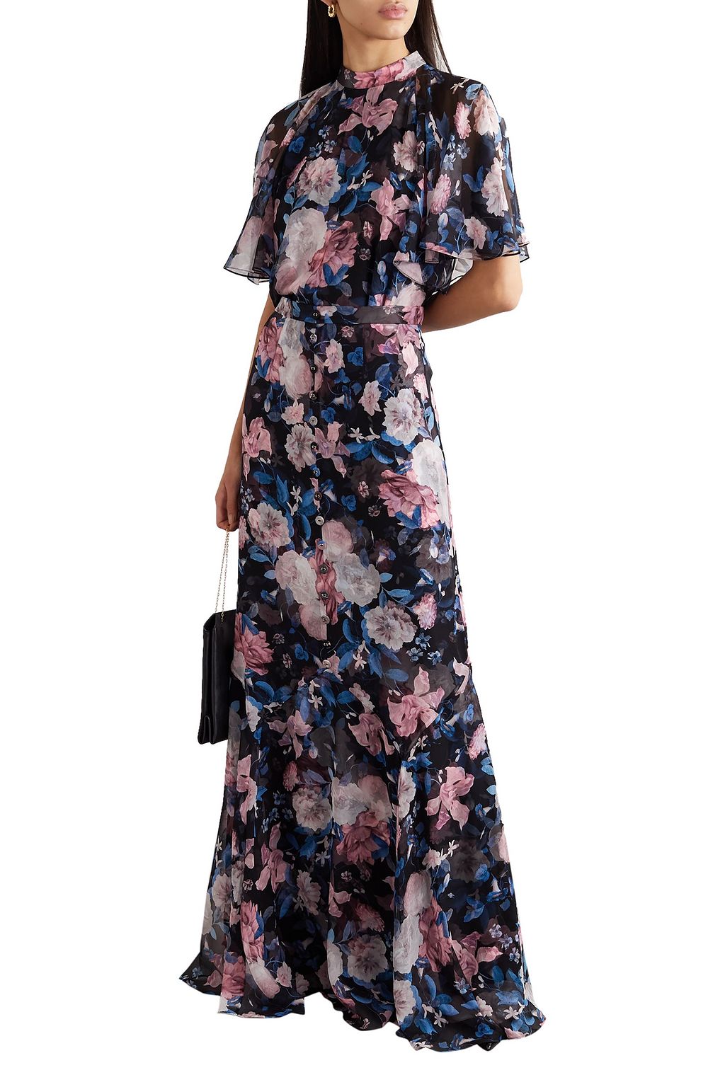 ERDEM Giacinta floral-print silk-chiffon maxi skirt