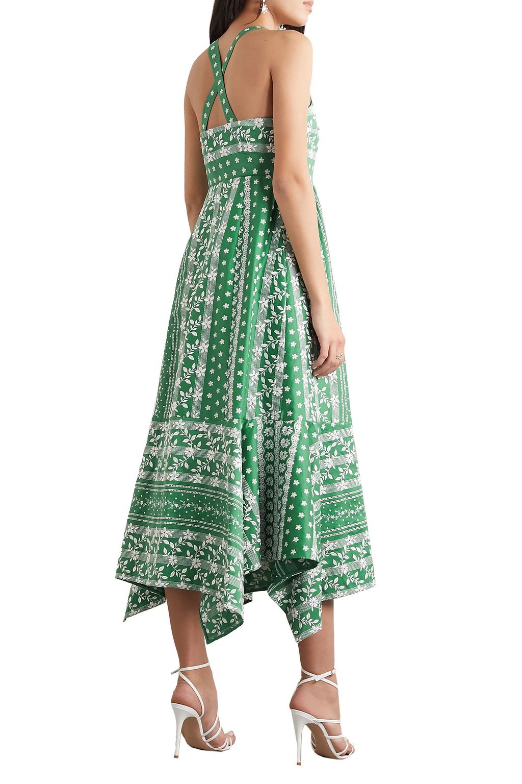 ERDEM Oleanna asymmetric embroidered cotton and silk-blend midi dress
