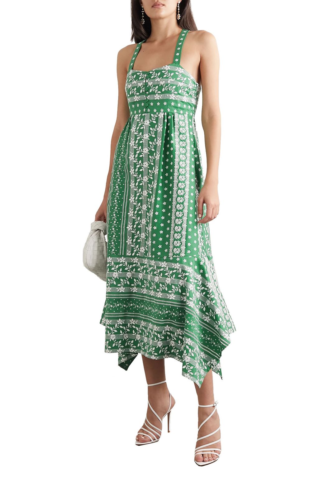 ERDEM Oleanna asymmetric embroidered cotton and silk-blend midi dress