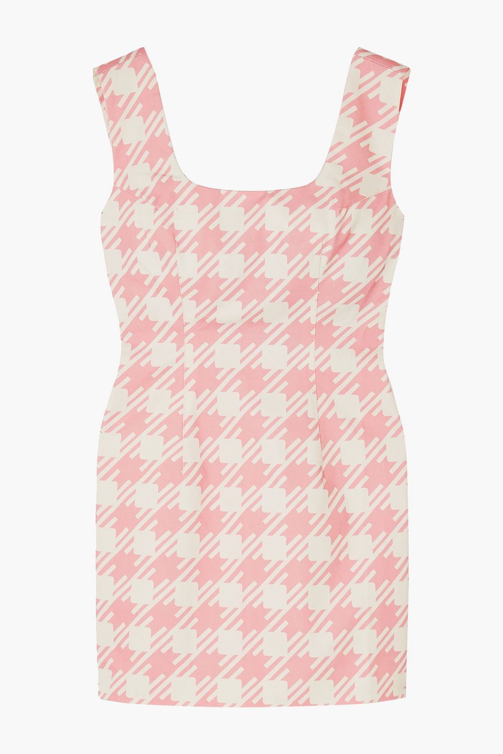 houndstooth cotton-twill mini dress ...