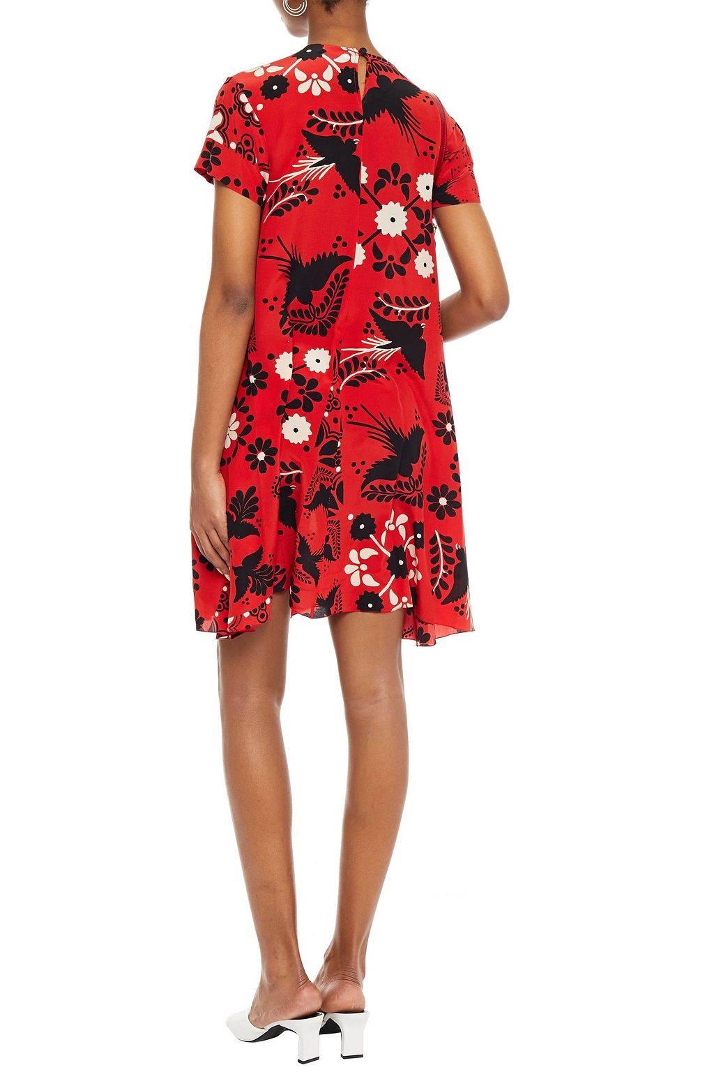 REDVALENTINO Printed silk crepe de chine mini dress