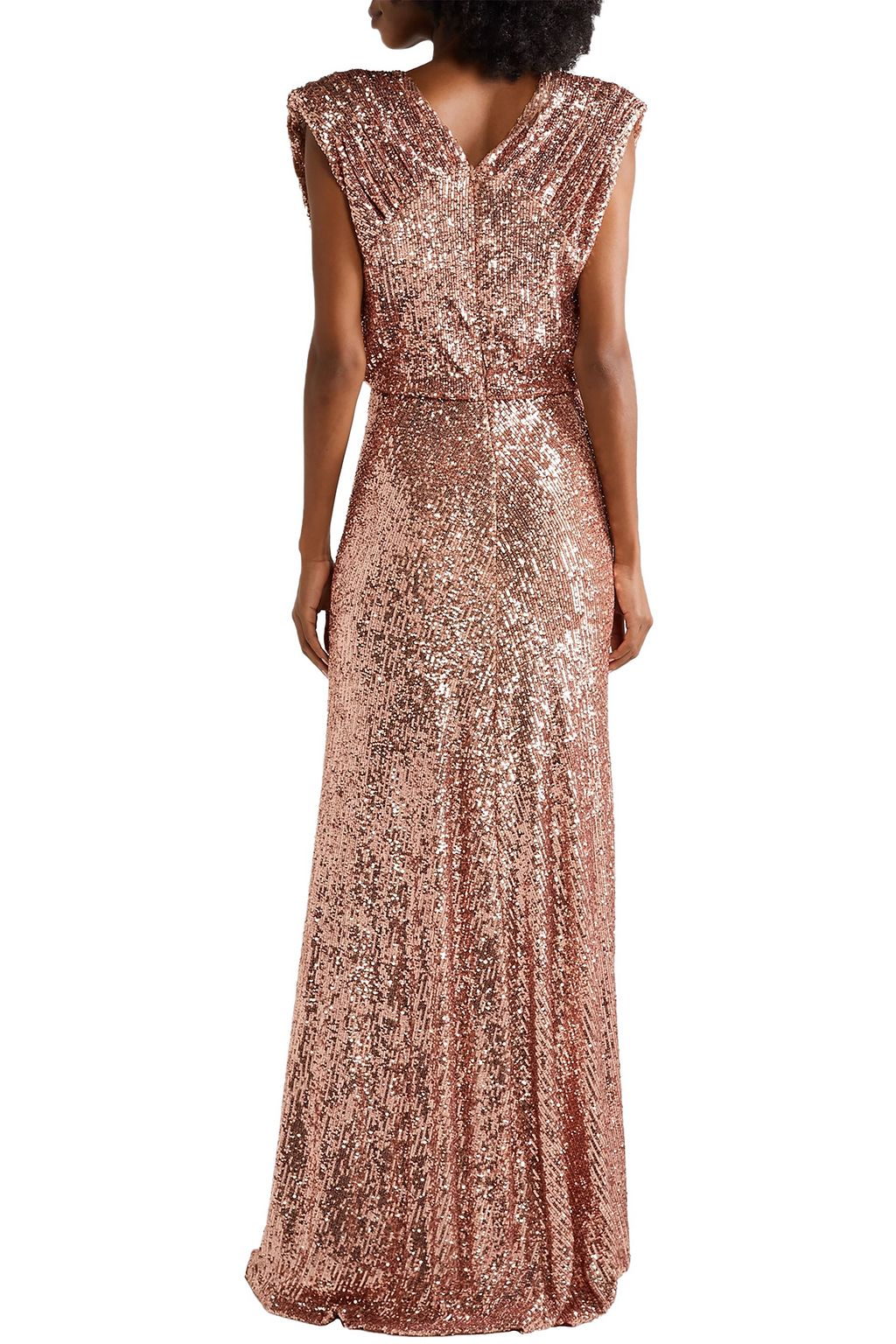 MONIQUE LHUILLIER Wrap-effect sequined stretch-tulle gown