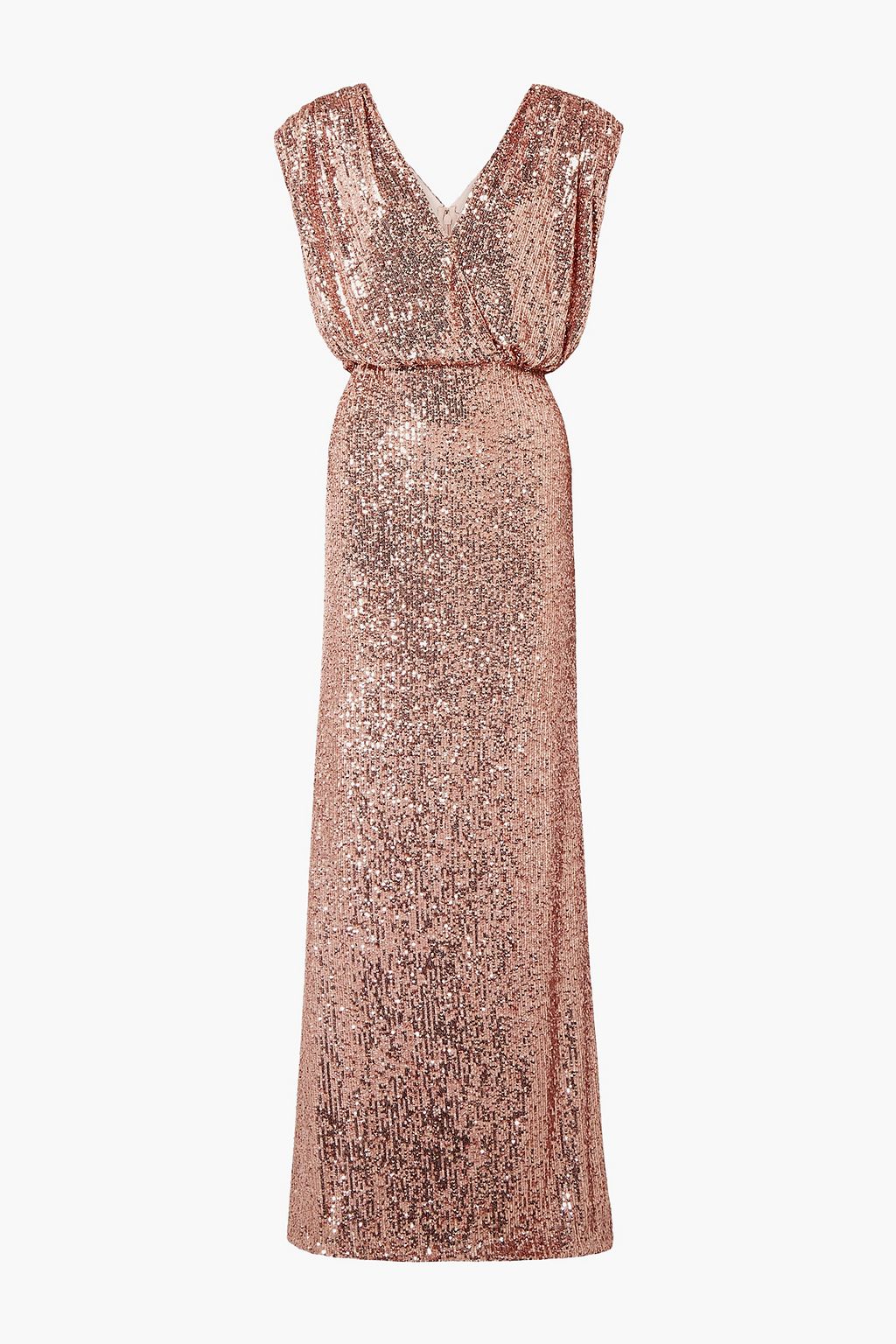 Wrap-effect sequined stretch-tulle gown ...