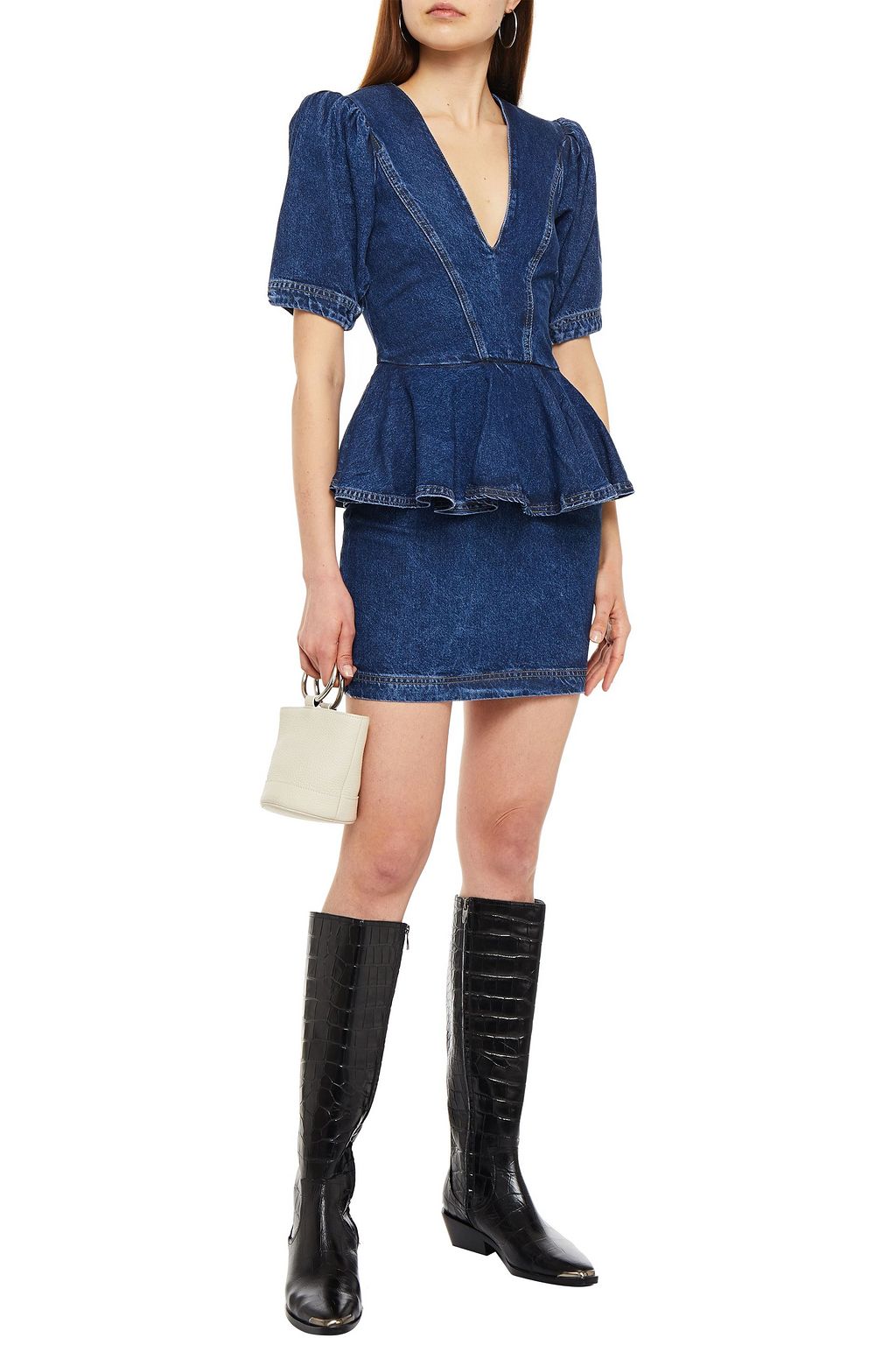 ROTATE BIRGER CHRISTENSEN Mindy denim peplum mini dress