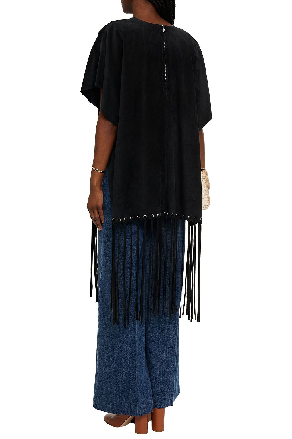 REDVALENTINO Fringed suede poncho