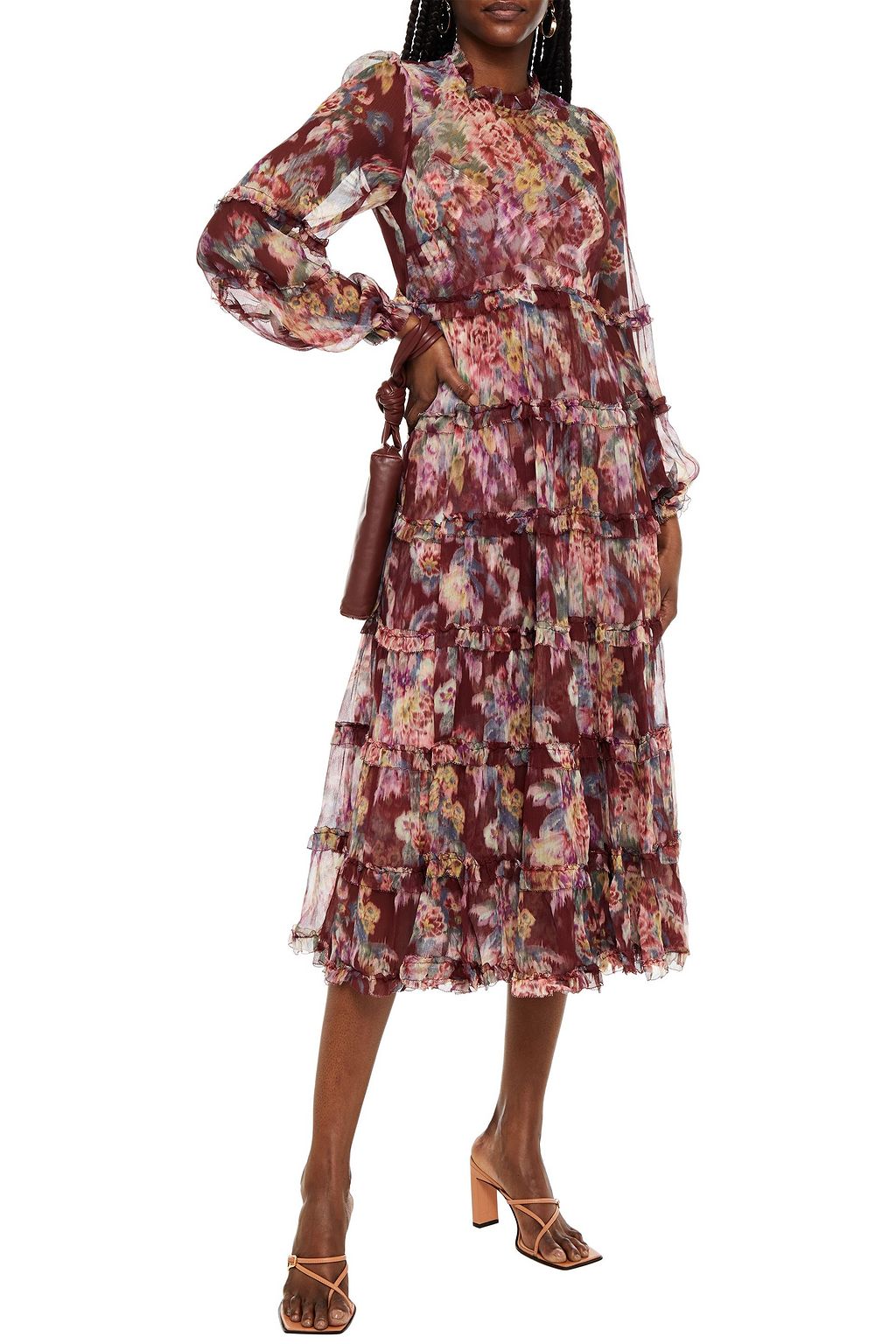 ZIMMERMANN Wavelength tiered floral-print silk-georgette midi dress
