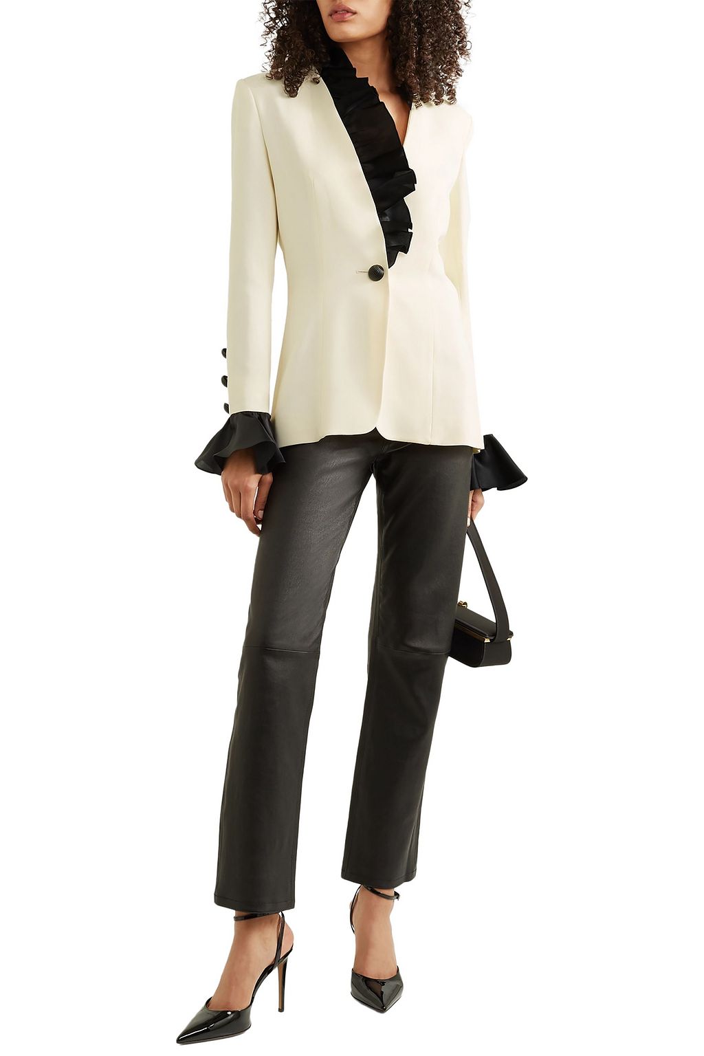 MARTIN MARTIN Marine ruffled organza-trimmed satin-crepe blazer