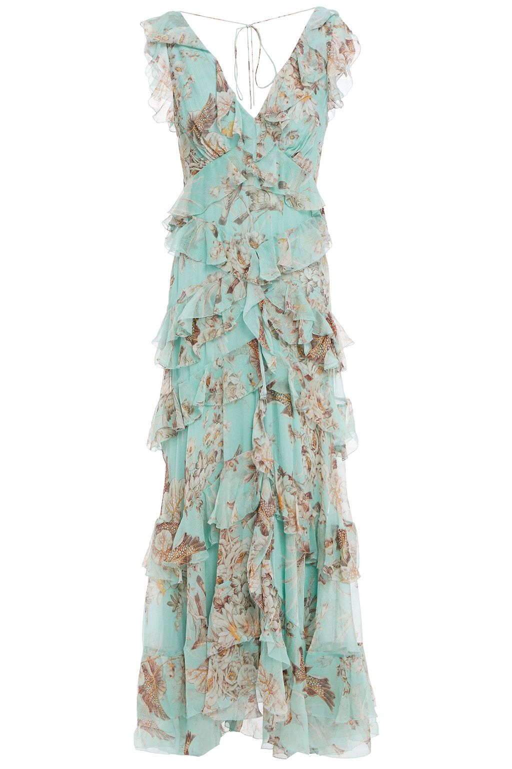 ZIMMERMANN Glassy ruffled floral-print silk-georgette maxi dress | THE ...