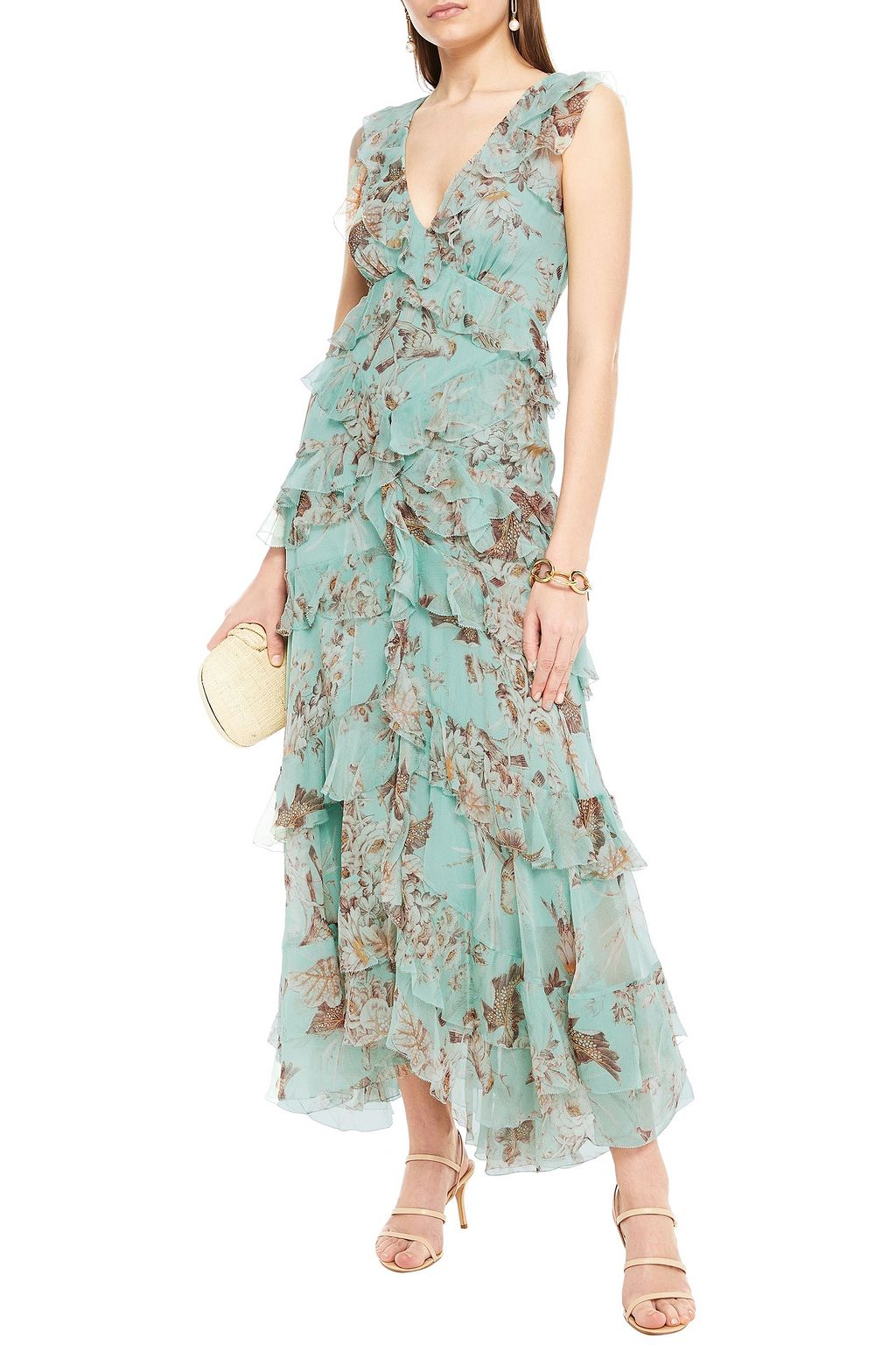 ZIMMERMANN Glassy ruffled floral-print silk-georgette maxi dress | THE ...