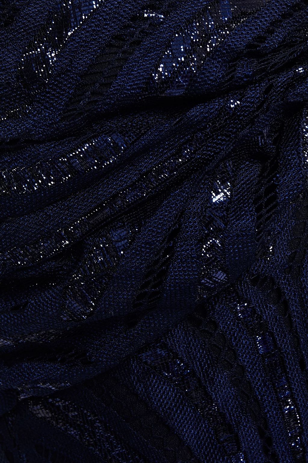 SIMKHAI Strapless knotted metallic lace midi dress