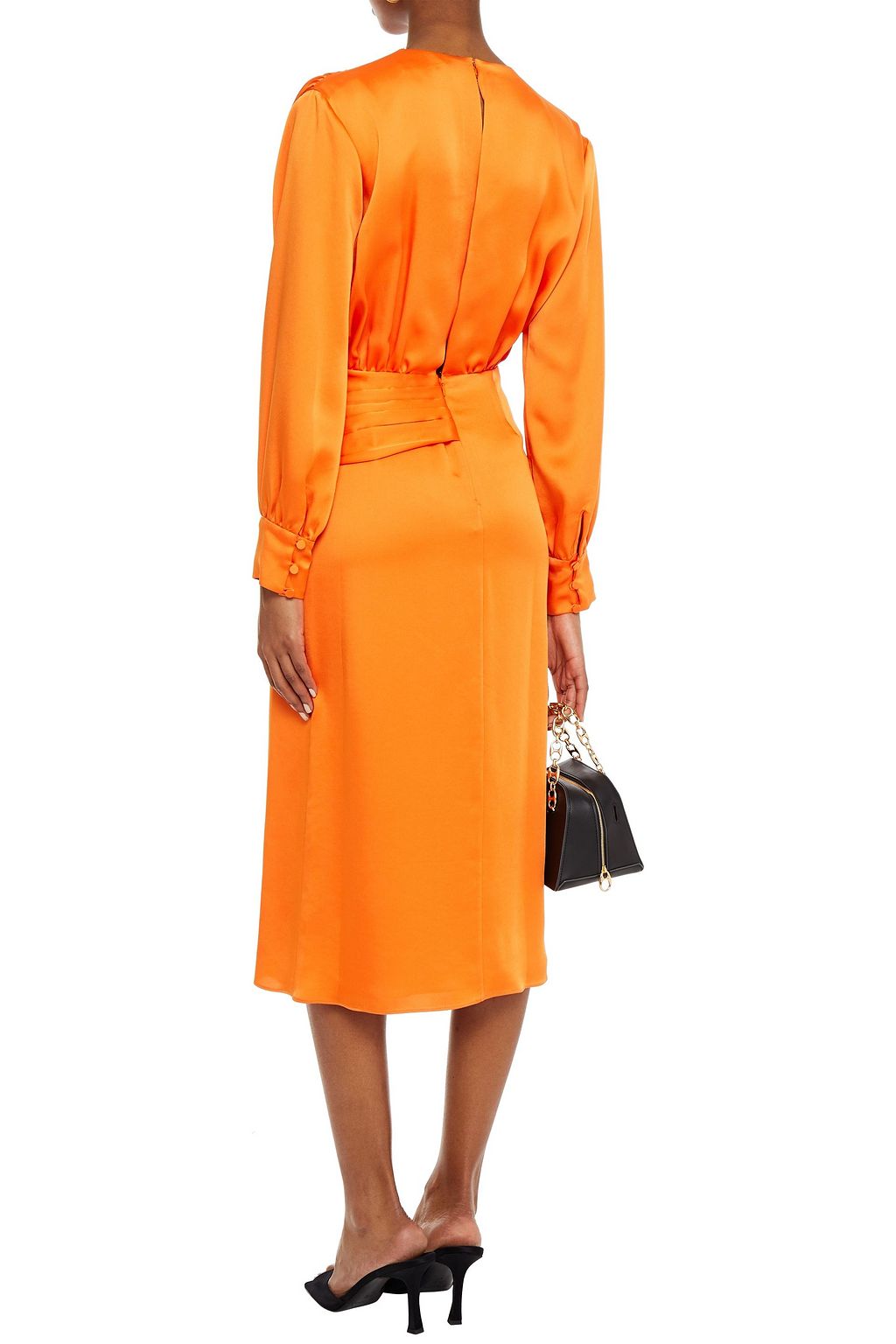 SIMKHAI Wrap-effect pleated satin-crepe midi dress