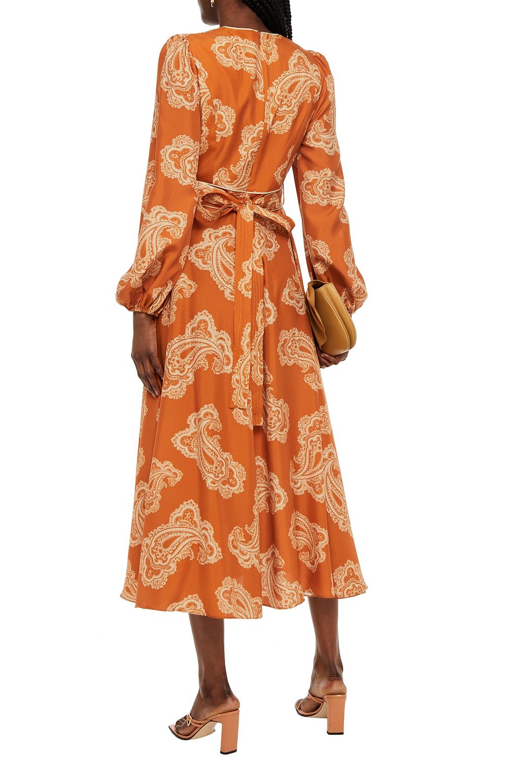 ZIMMERMANN Wavelength belted printed silk crepe de chine midi dress