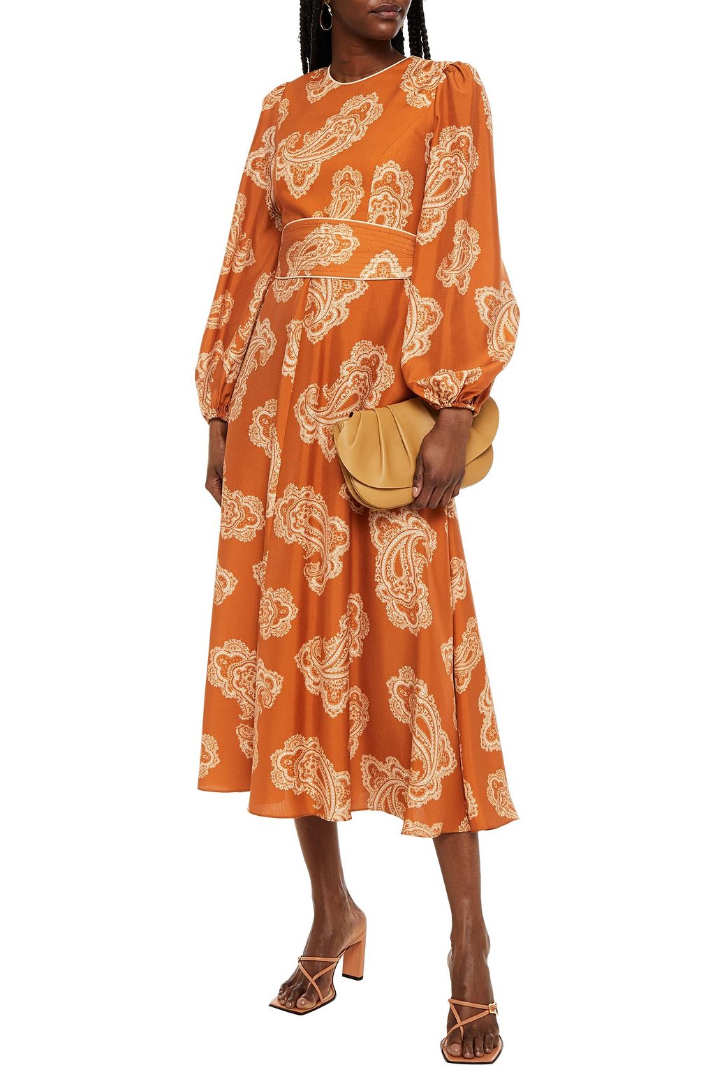 ZIMMERMANN Wavelength belted printed silk crepe de chine midi dress