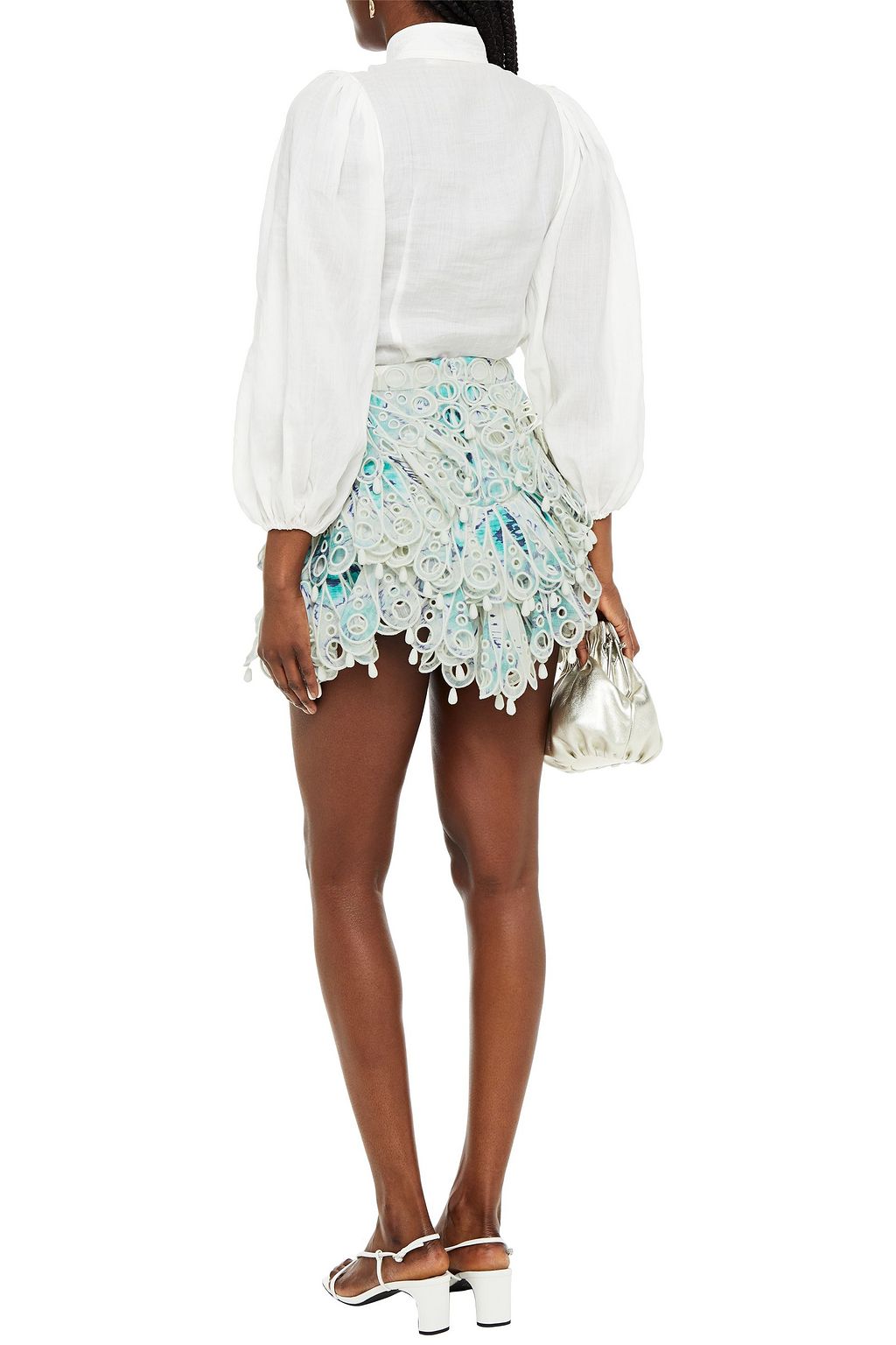 ZIMMERMANN Glassy Bubble tiered printed broderie anglaise linen and silk-blend mini skirt