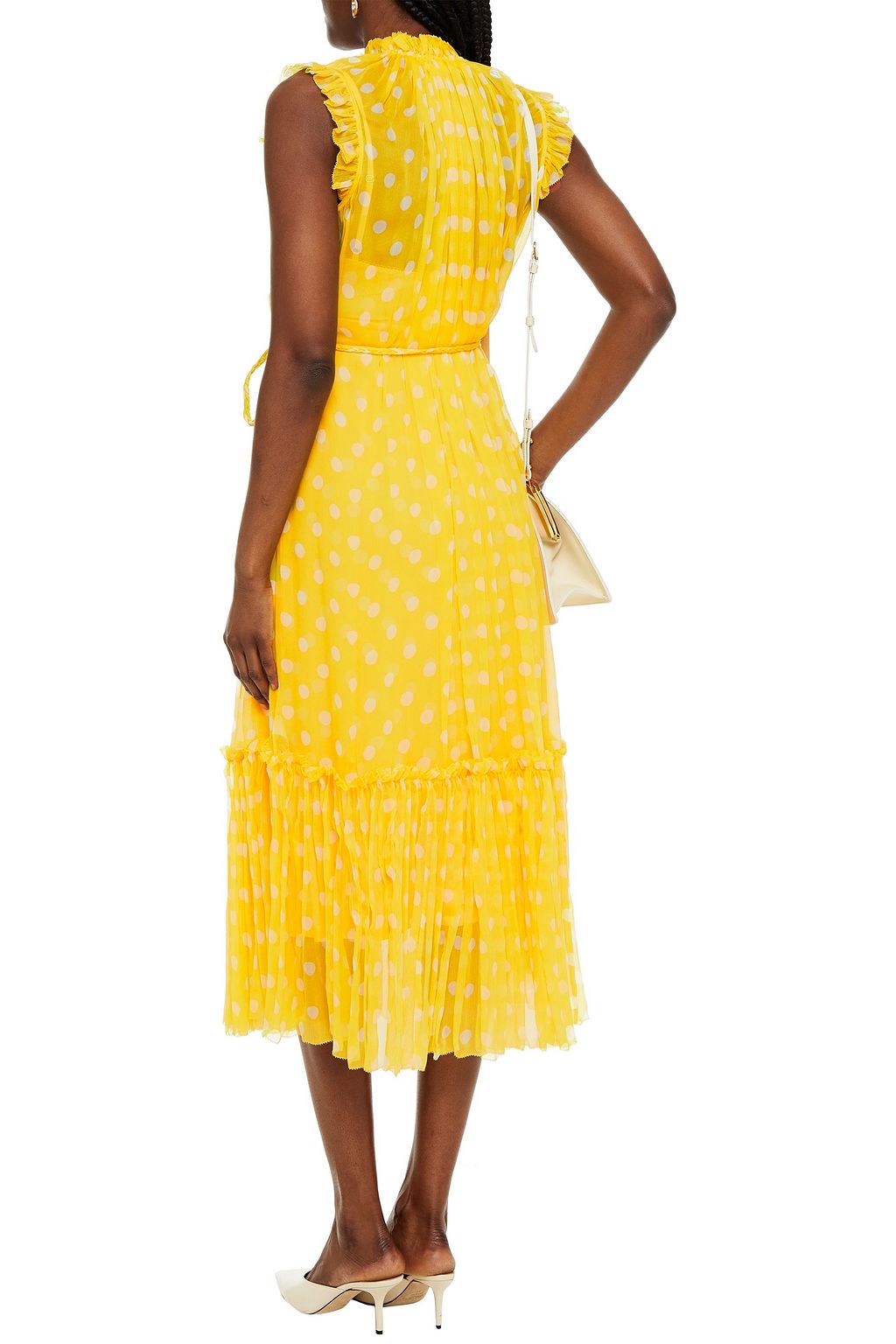 ZIMMERMANN Gathered polka-dot silk-crepon midi dress