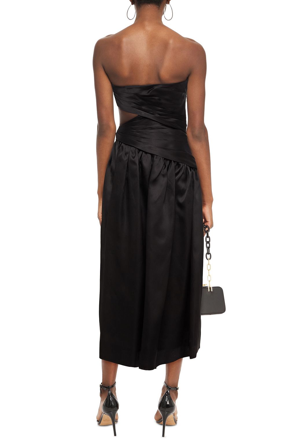 ZIMMERMANN Brightside strapless cutout printed silk-organza midi dress