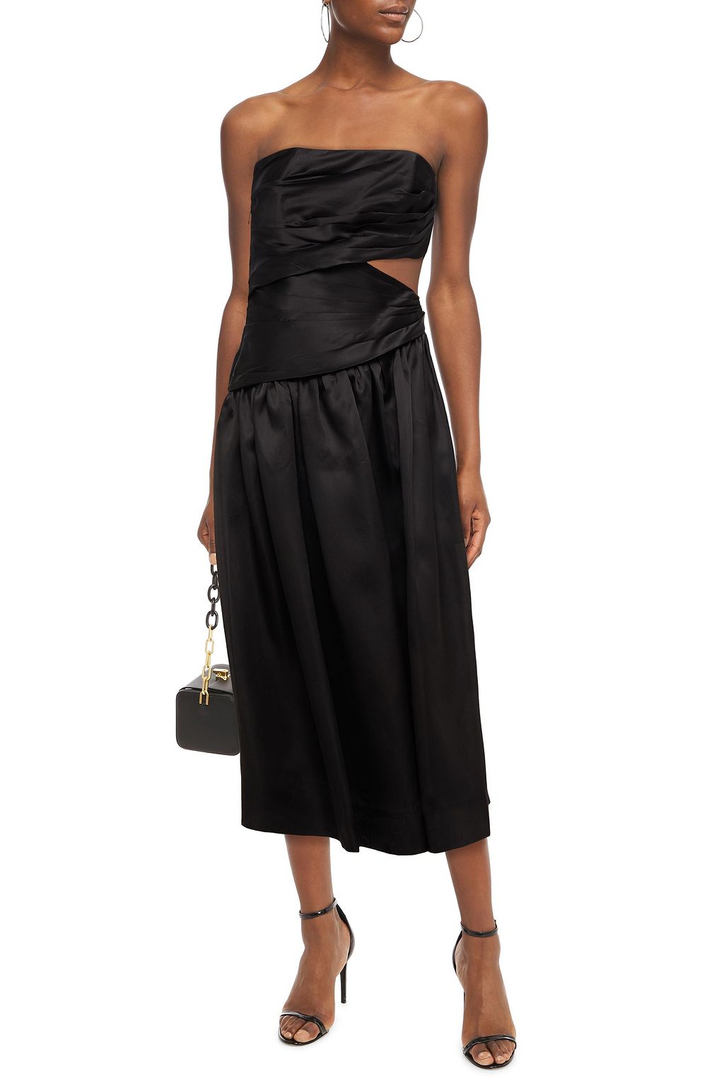 ZIMMERMANN Brightside strapless cutout printed silk-organza midi dress