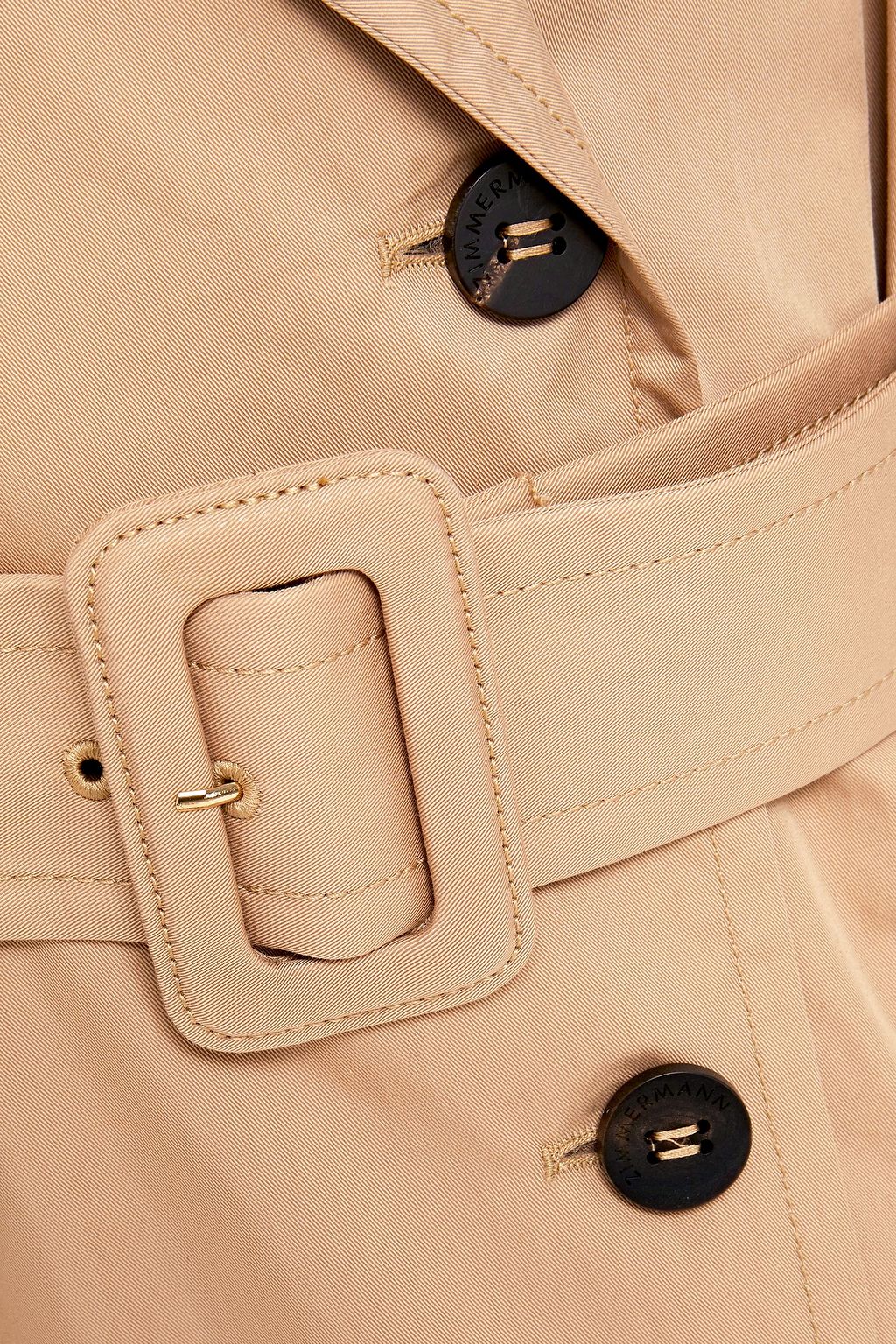 ZIMMERMANN Belted pleated cotton-blend twill trench coat