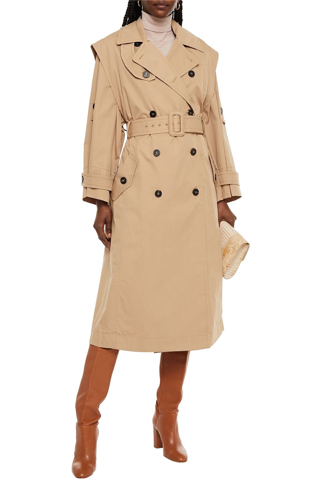 ZIMMERMANN Belted pleated cotton-blend twill trench coat