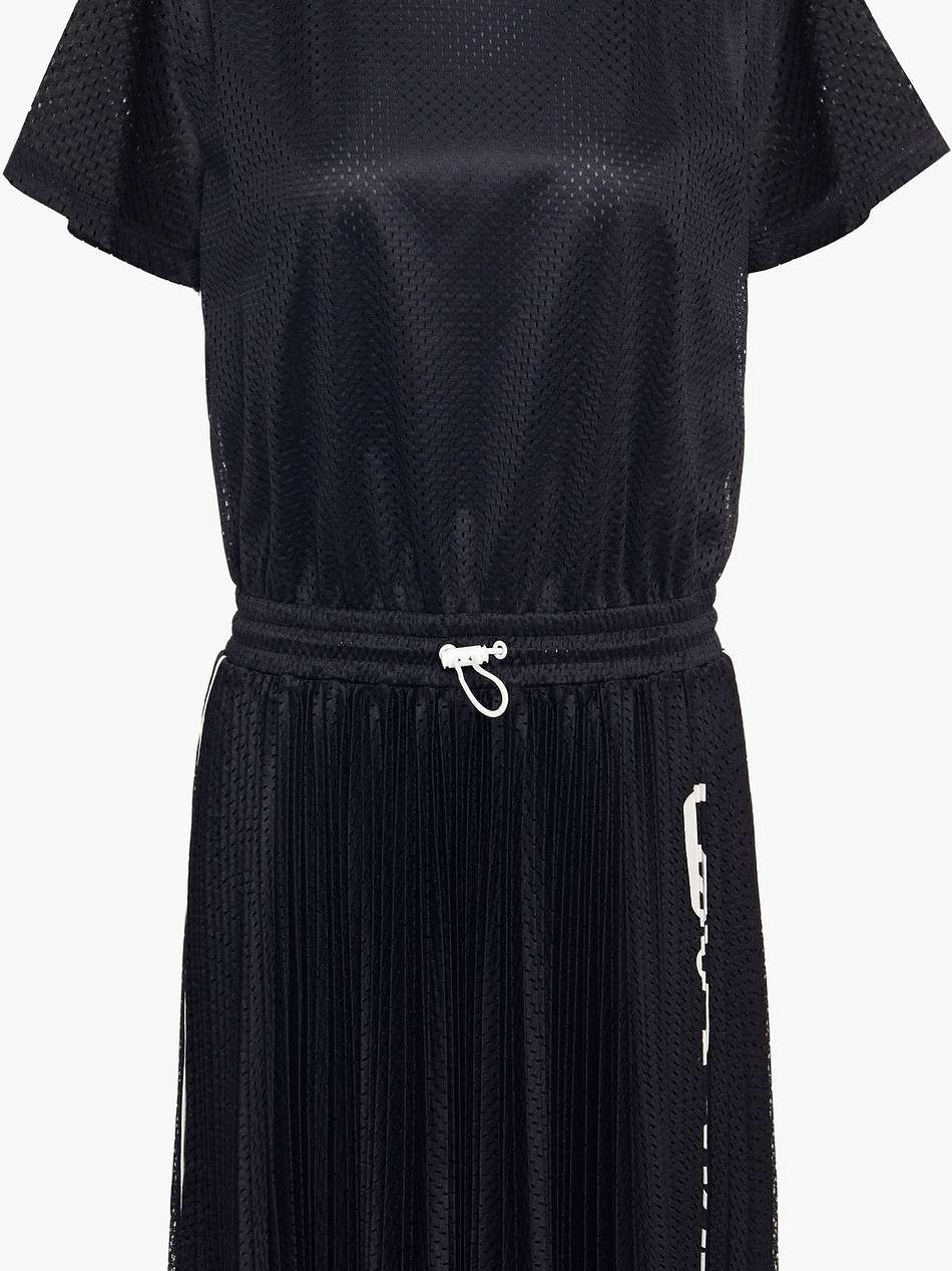 printed pleated mesh mini dress