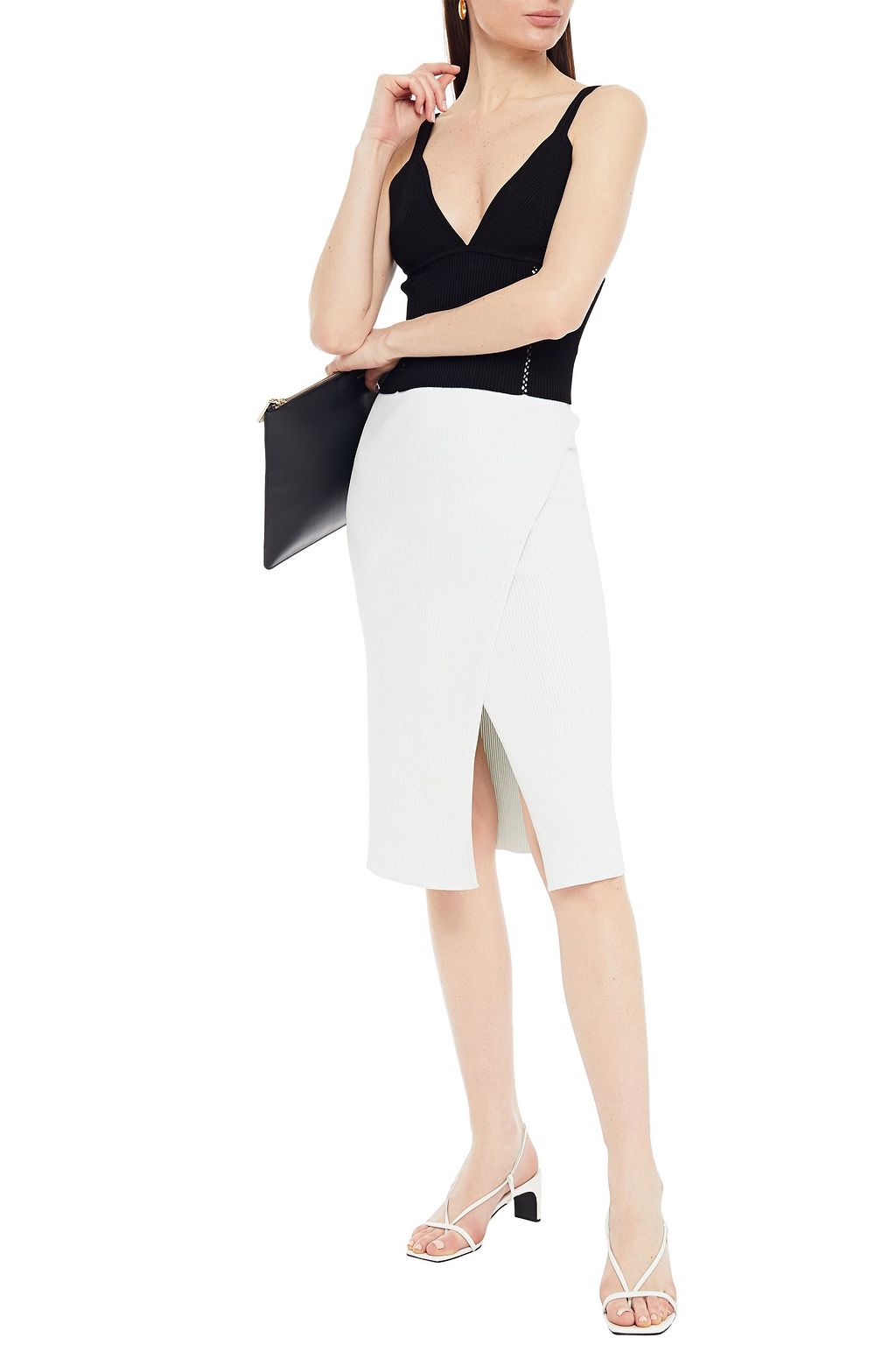 SIMKHAI Jolene wrap-effect ribbed-knit pencil skirt