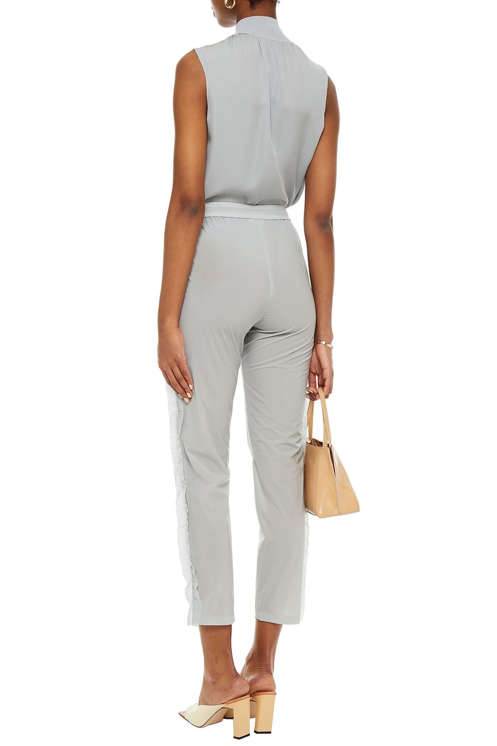 REDVALENTINO Cropped ruffle-trimmed shell tapered pants