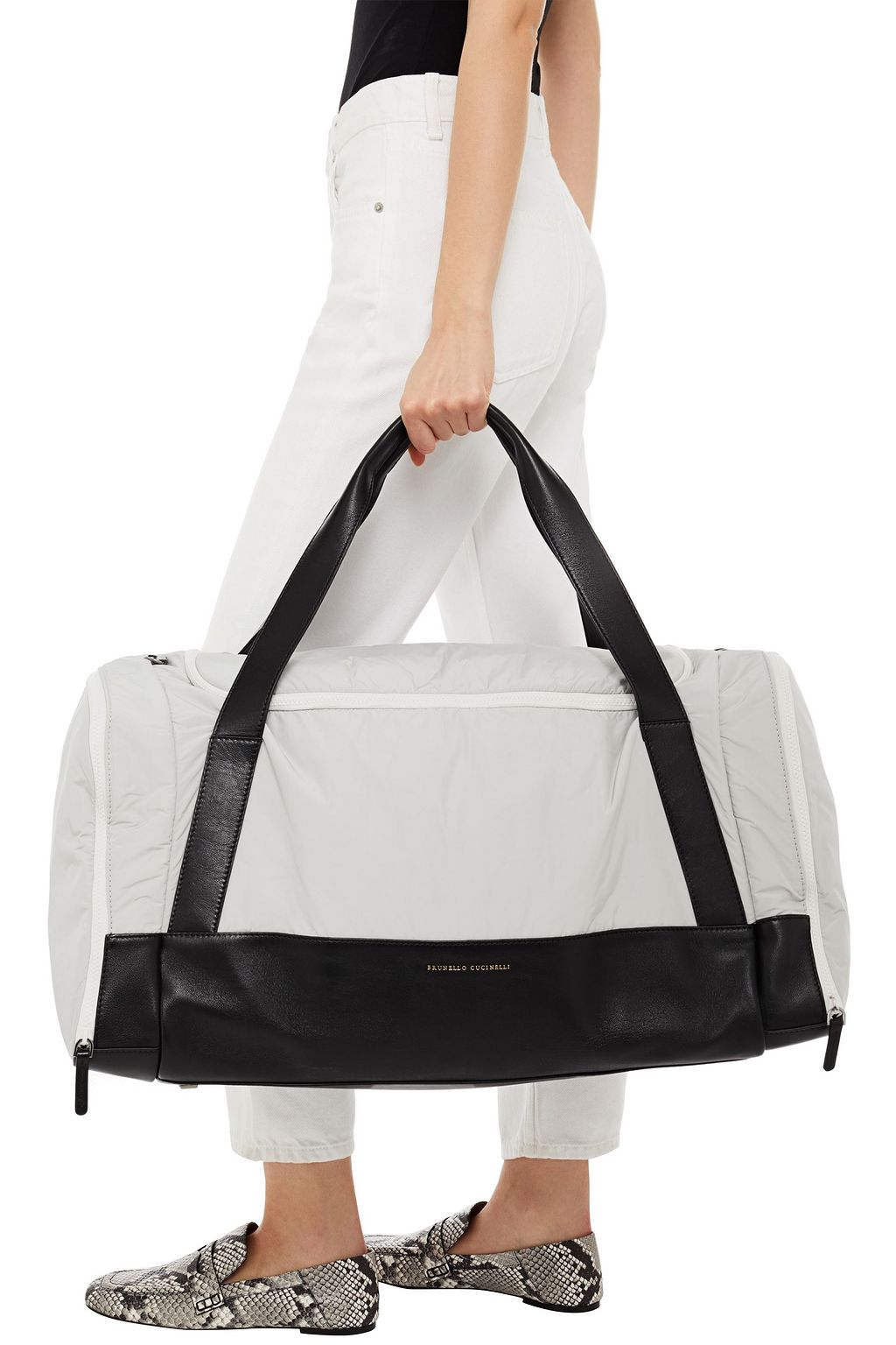 BRUNELLO CUCINELLI Leather-trimmed shell weekend bag