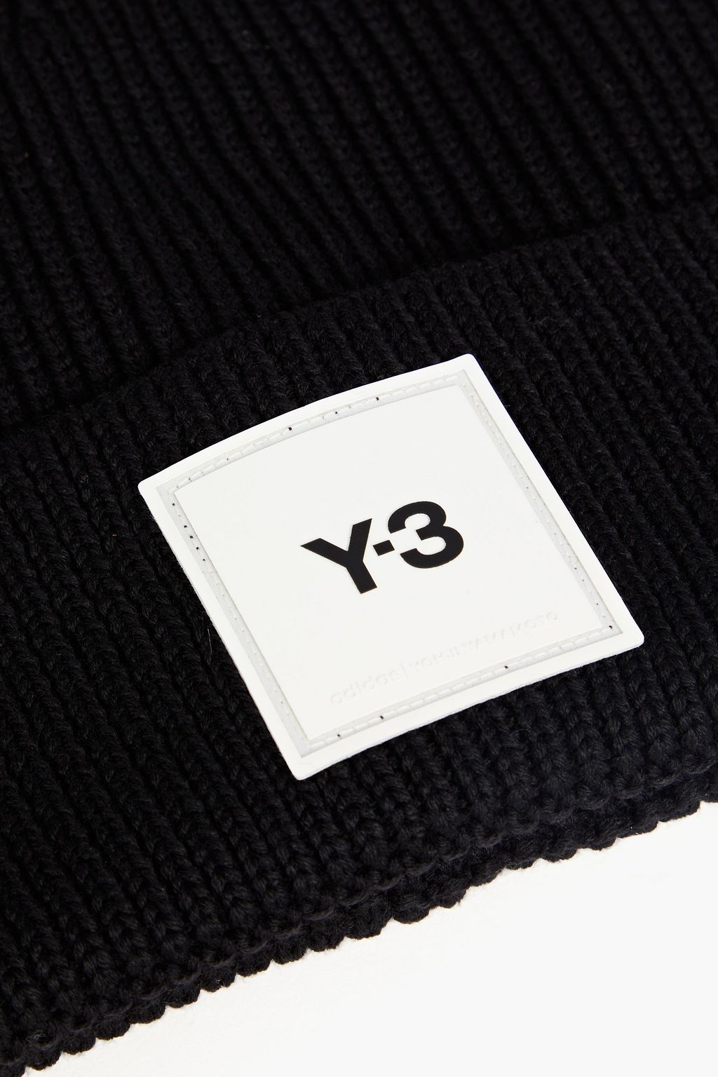 Y-3 Appliquéd ribbed merino wool beanie