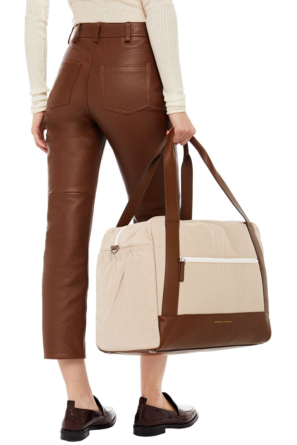BRUNELLO CUCINELLI Shell and leather weekend bag