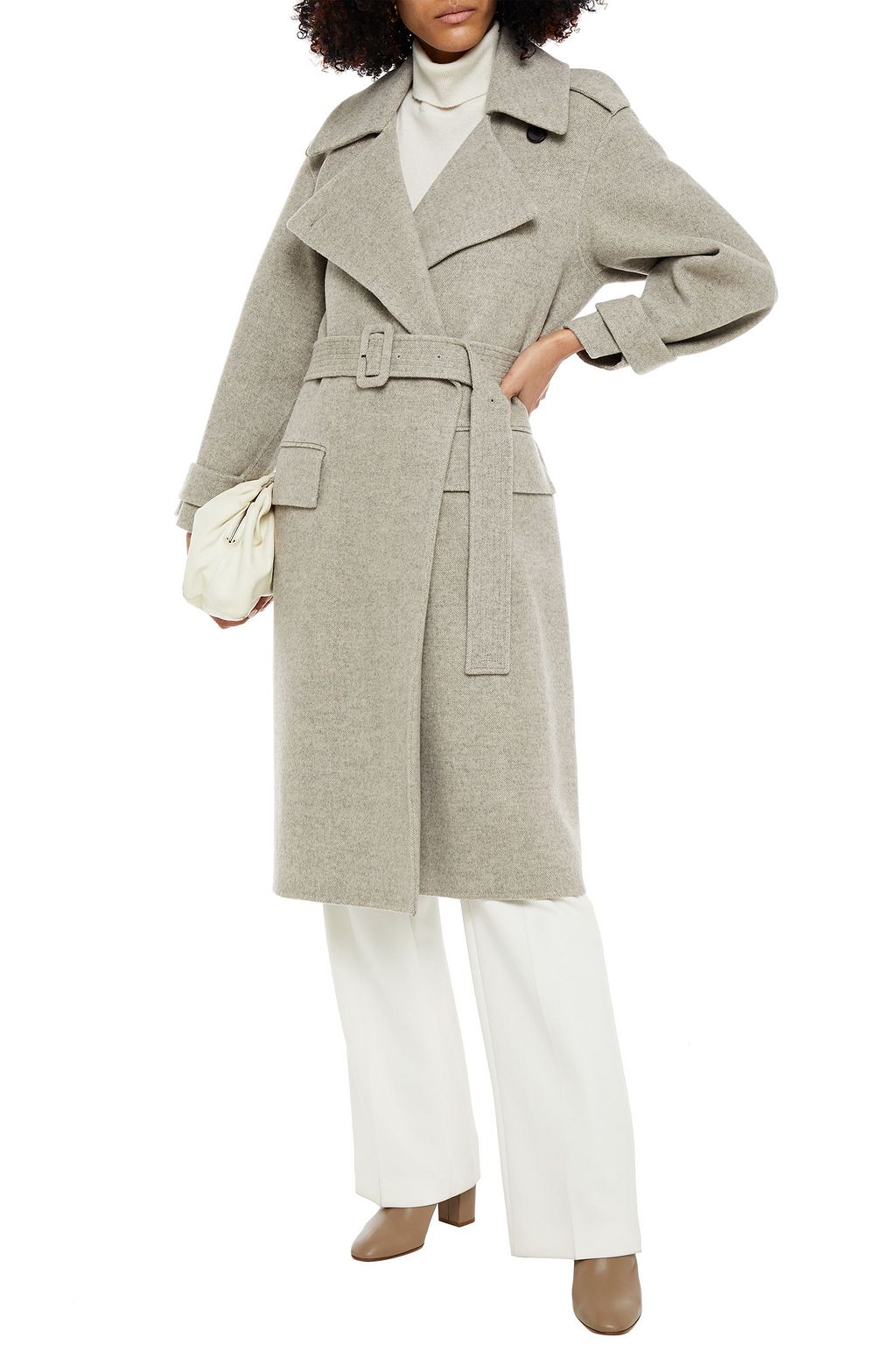 LVIR Belted herringbone cashmere coat