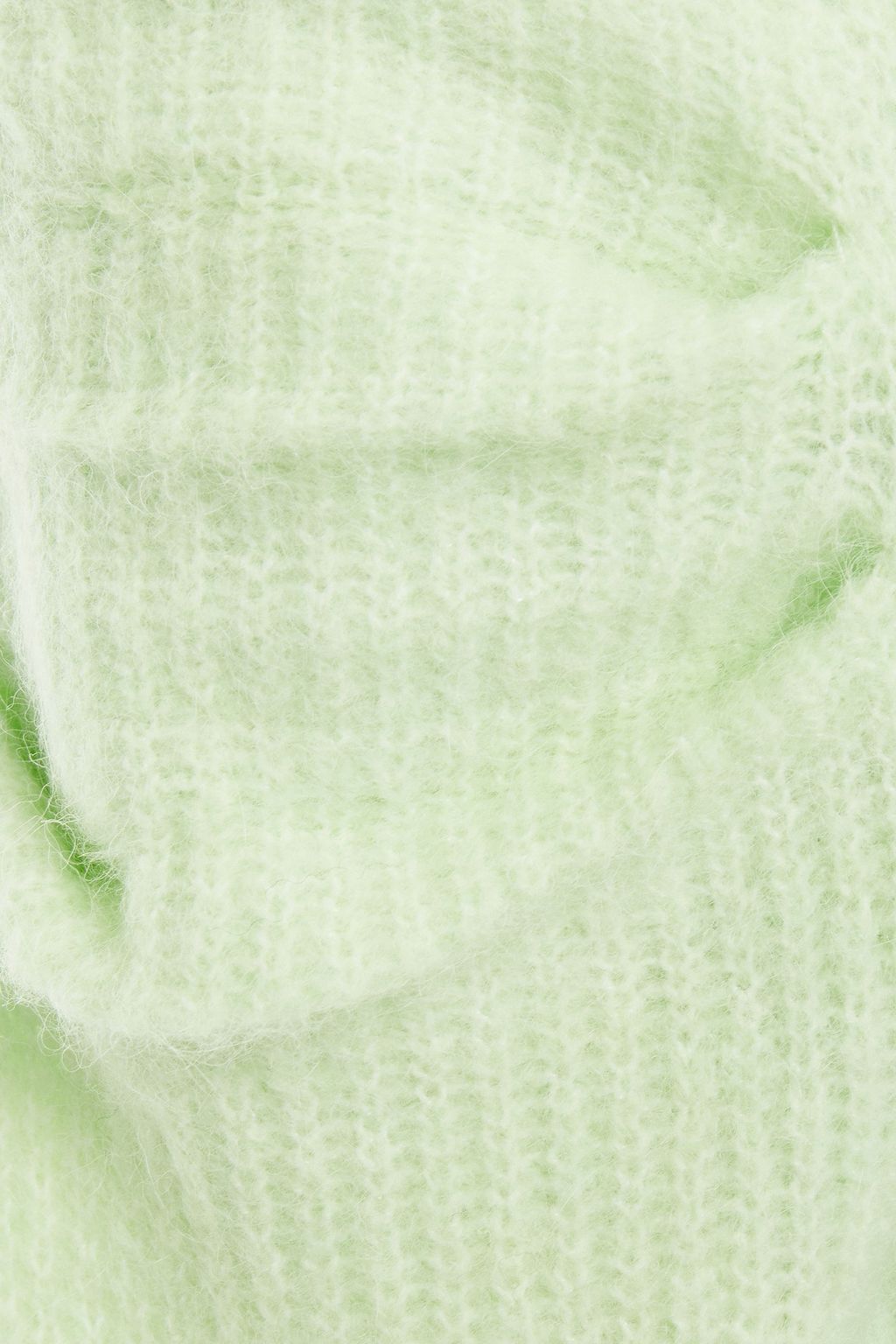 GANNI Gathered brushed ribbed-knit sweater