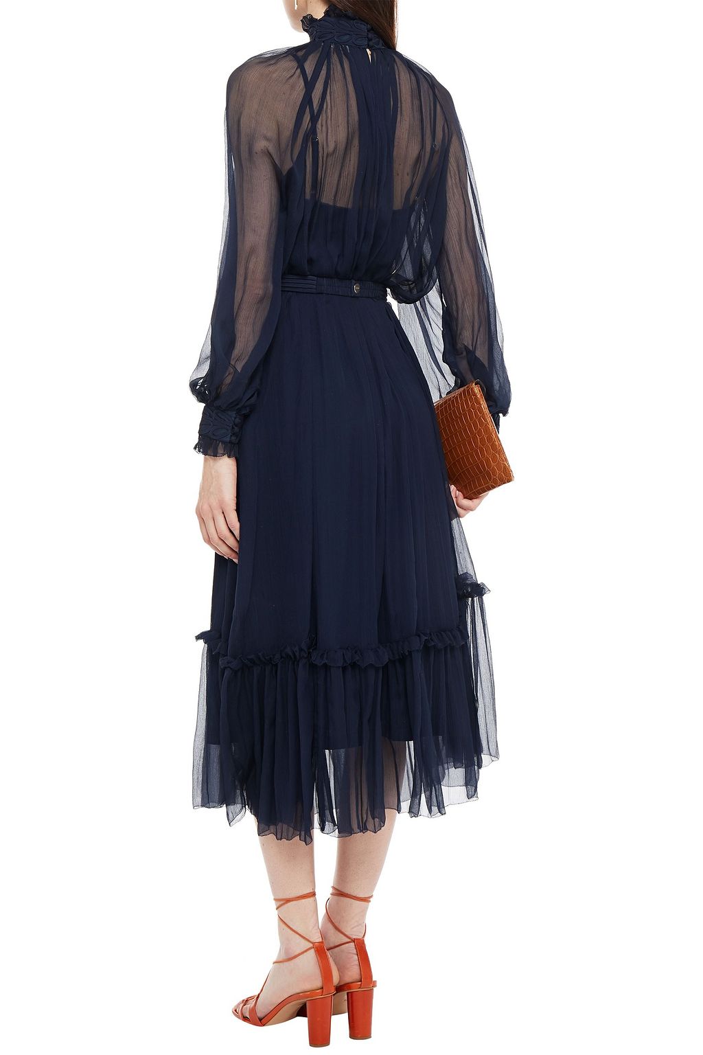 ZIMMERMANN Belted gathered silk-crepon midi dress