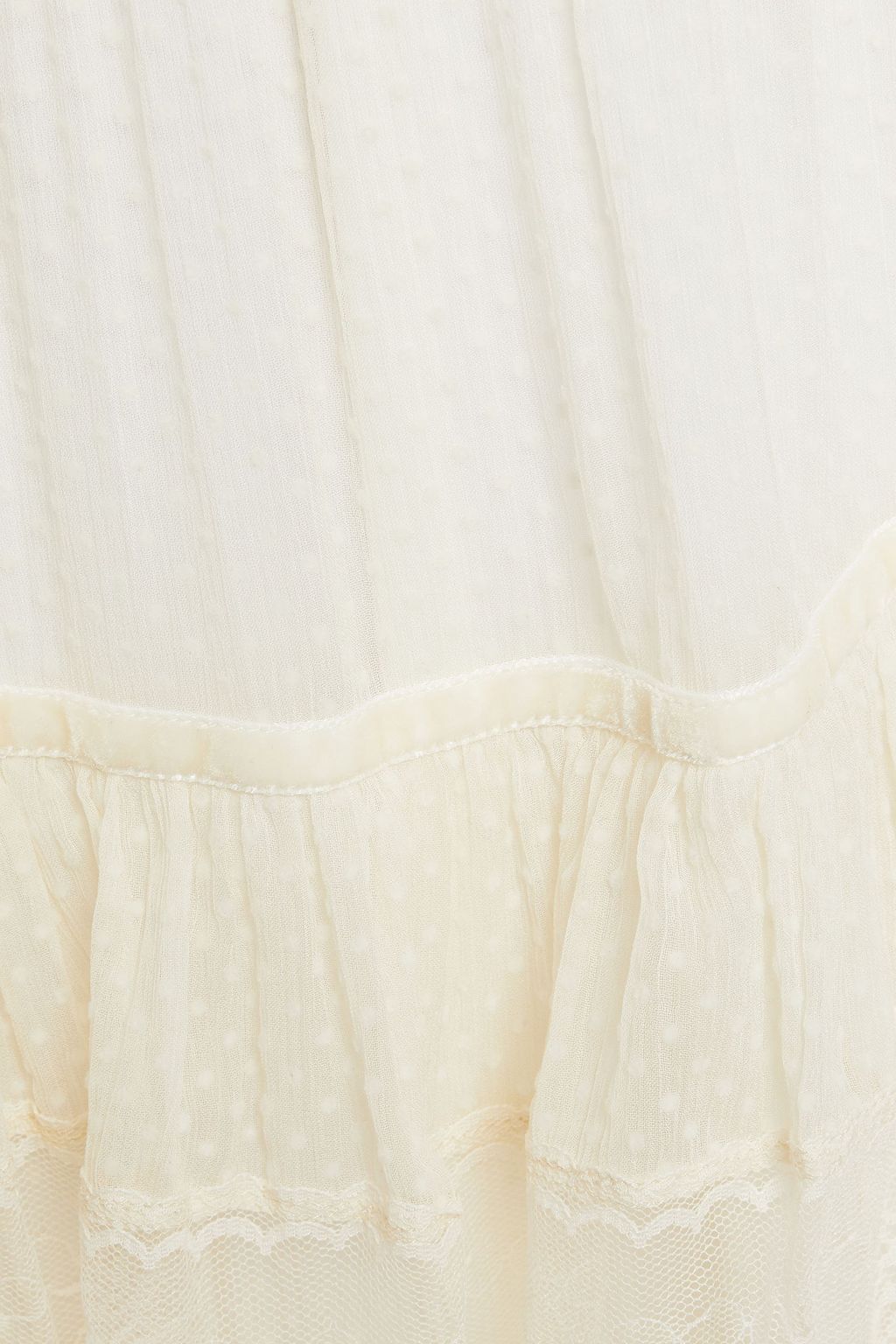 ZIMMERMANN Glassy tiered lace, flocked tulle and Swiss-dot silk-georgette midi dress