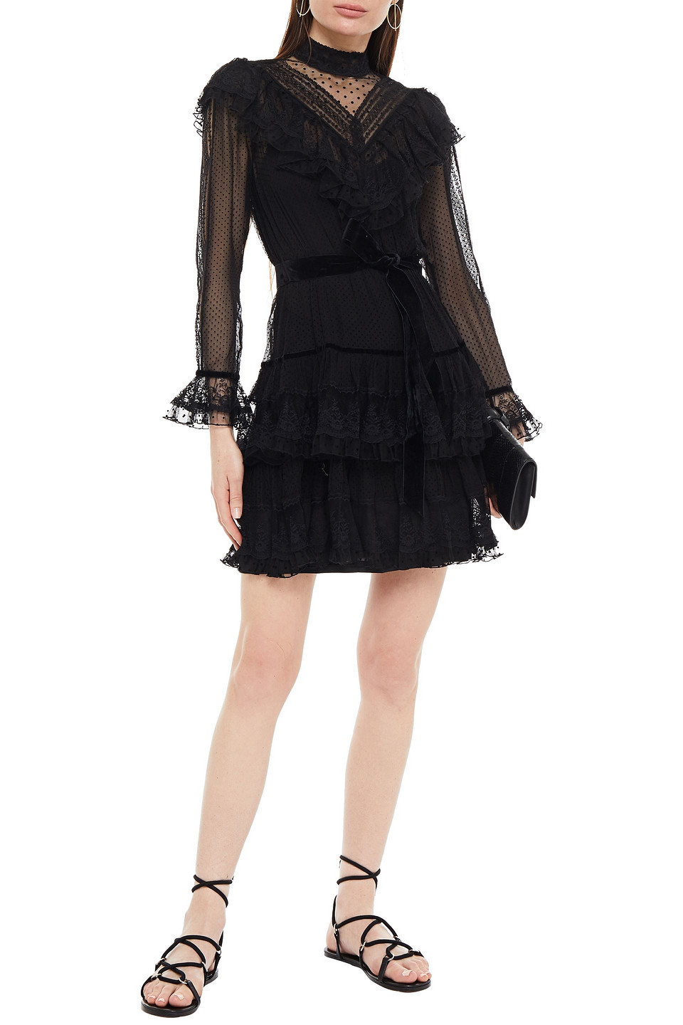 panelled ruffle mini dress in black Empowered Me Mini Dress - Black
