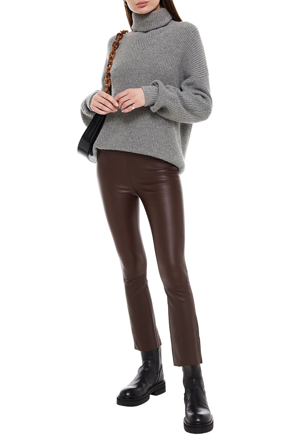 SPRWMN Cropped leather flared leggings