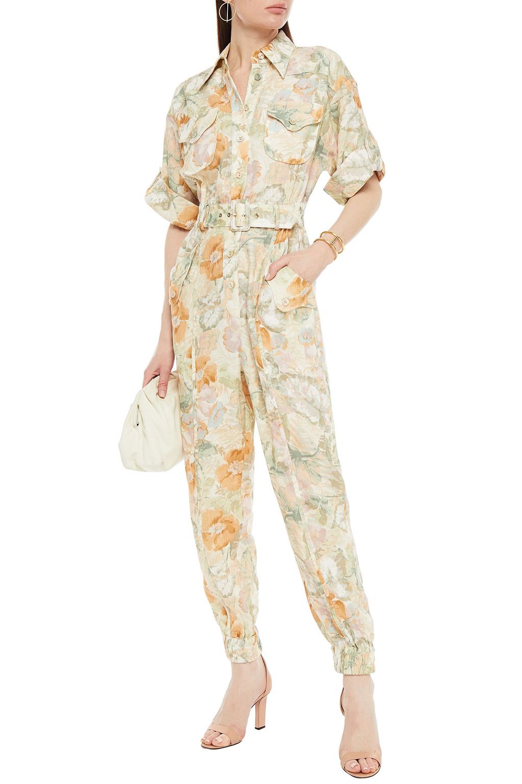 ZIMMERMANN Glassy belted floral-print linen jumpsuit