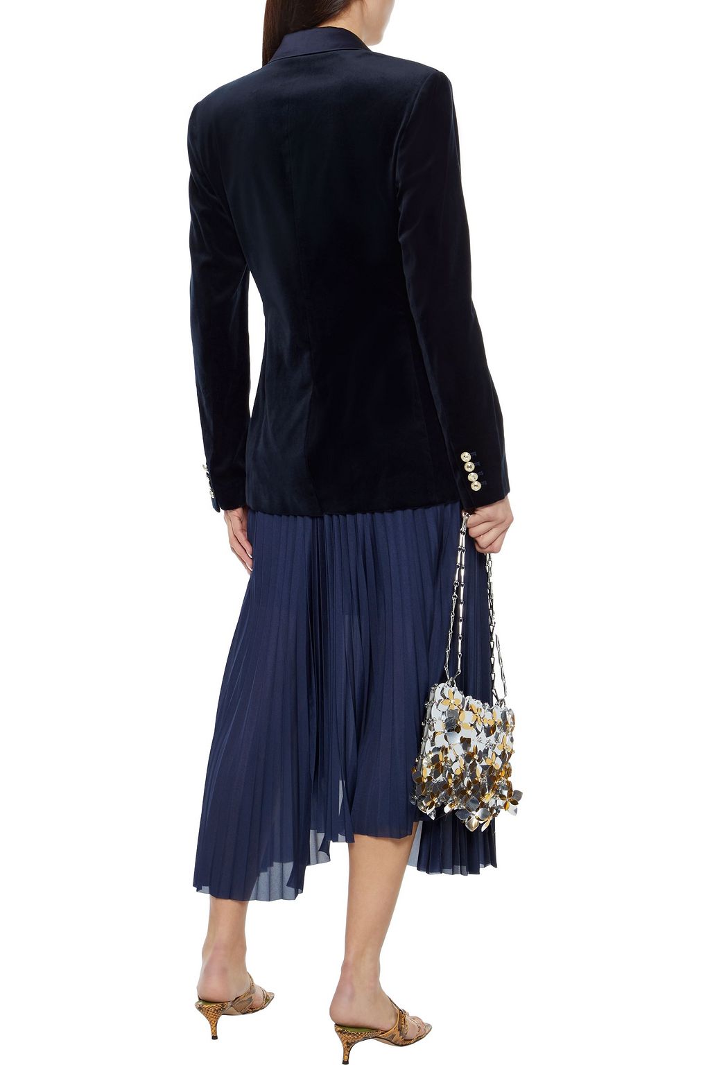 DIANE VON FURSTENBERG Petra satin-trimmed cotton-blend velvet blazer