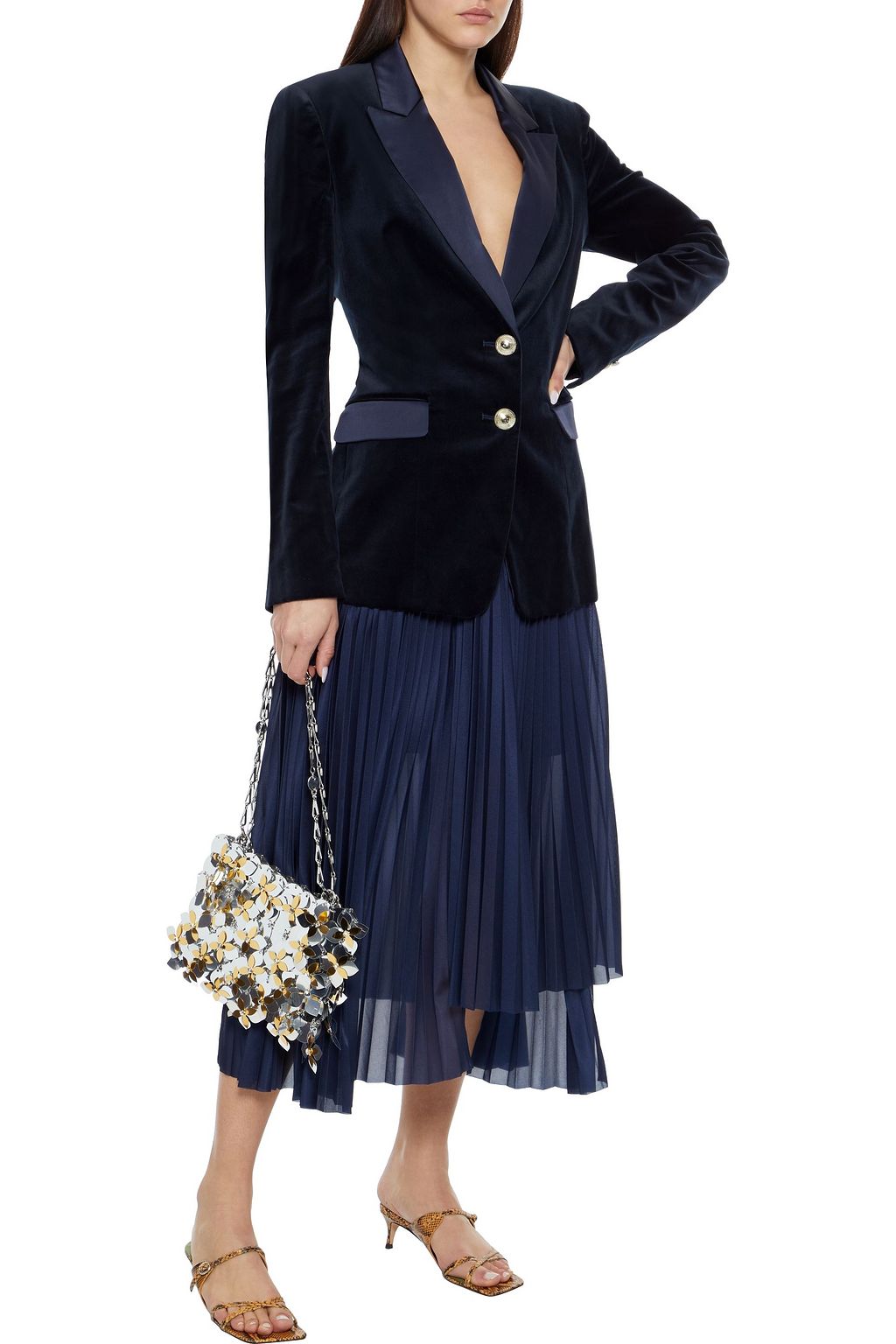 DIANE VON FURSTENBERG Petra satin-trimmed cotton-blend velvet blazer