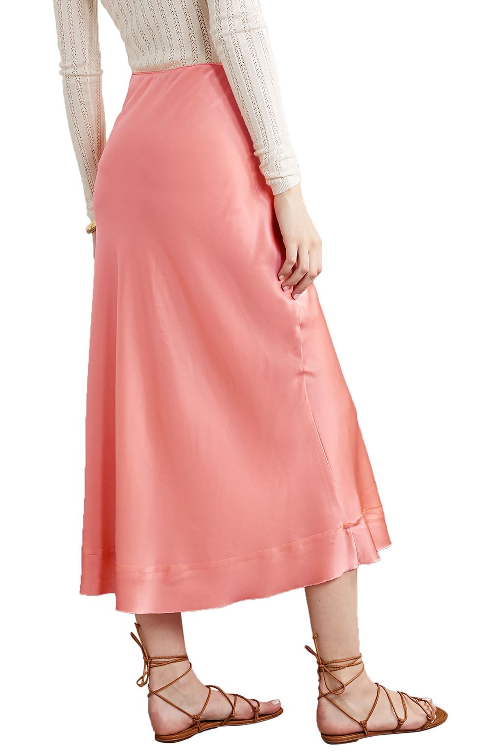 LEE MATHEWS Stella silk-satin midi skirt