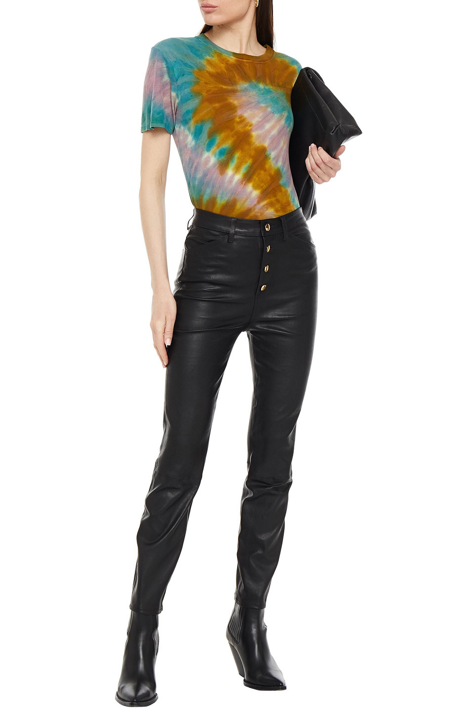 Sprwmn Leather Skinny Trousers In Black