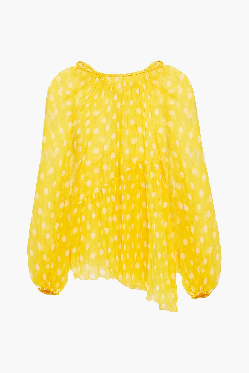 ZIMMERMANN Brightside asymmetric polka-dot silk-georgette blouse | THE ...